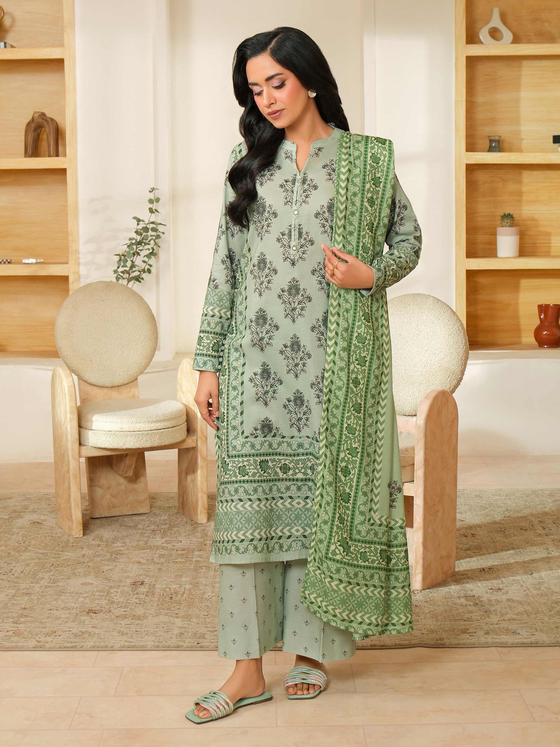 3 Piece Khaddar Suit-Printed (Unstitched) - Image 3