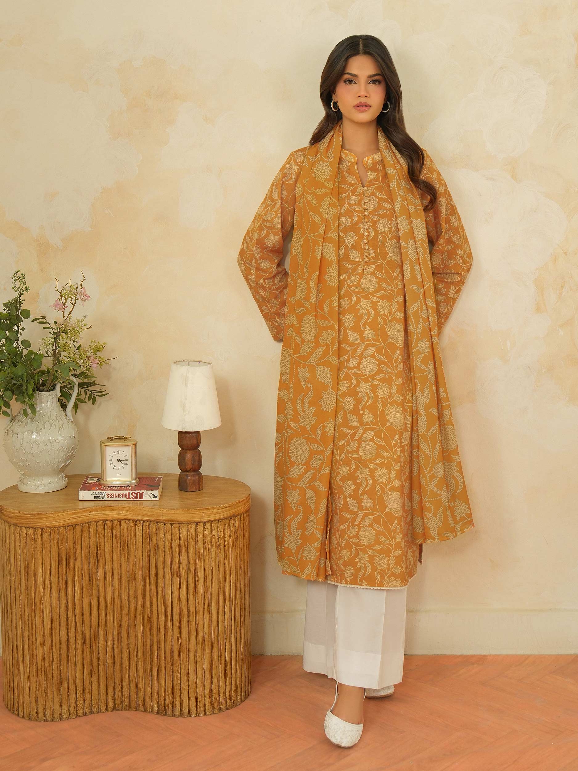 2 Piece Khaddar Suit-Printed (Unstitched) - Image 4