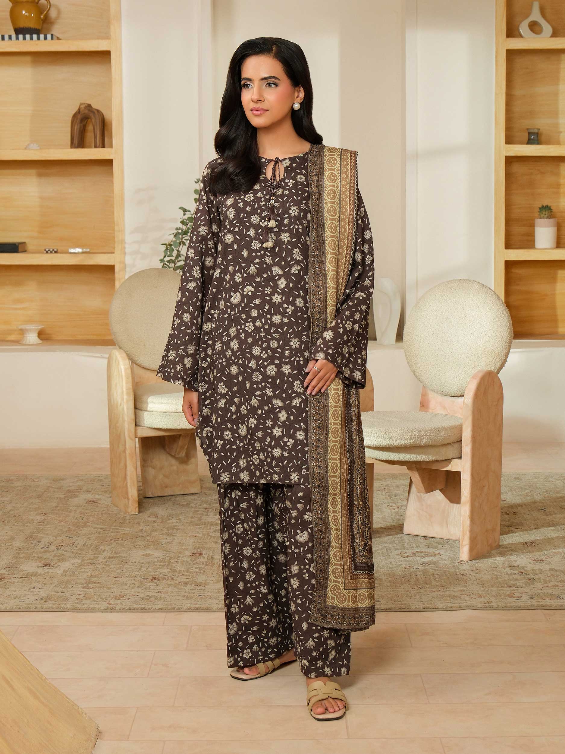 3 Piece Khaddar Suit-Printed (Unstitched) - Image 2
