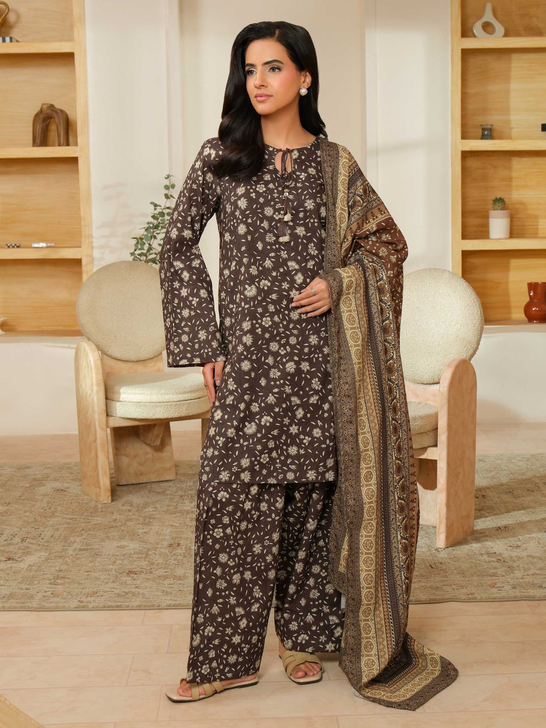 3 Piece Khaddar Suit-Printed (Unstitched) - Image 3