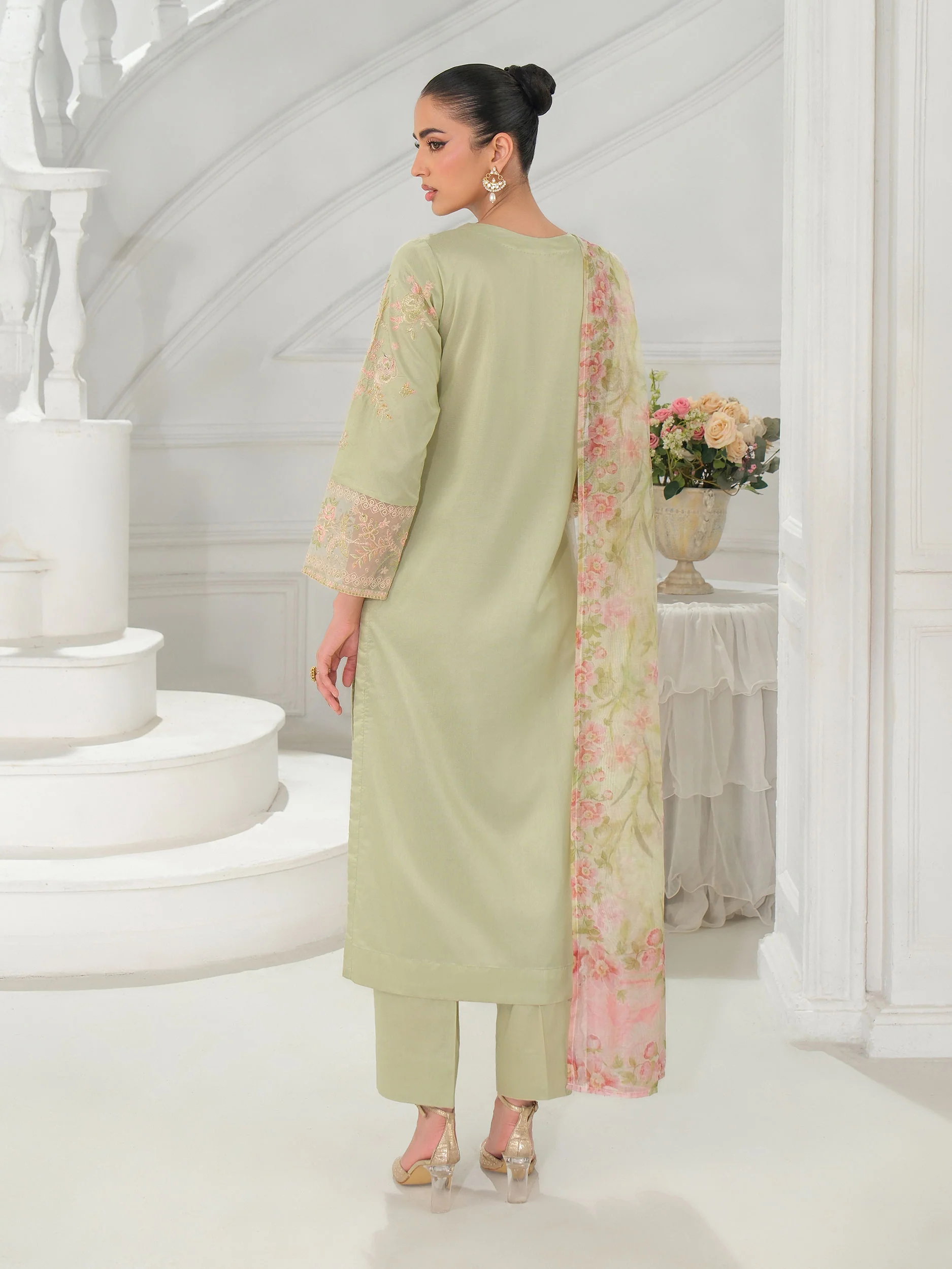 3 Piece Net Suit-Embroidered (Unstitched) - Image 4