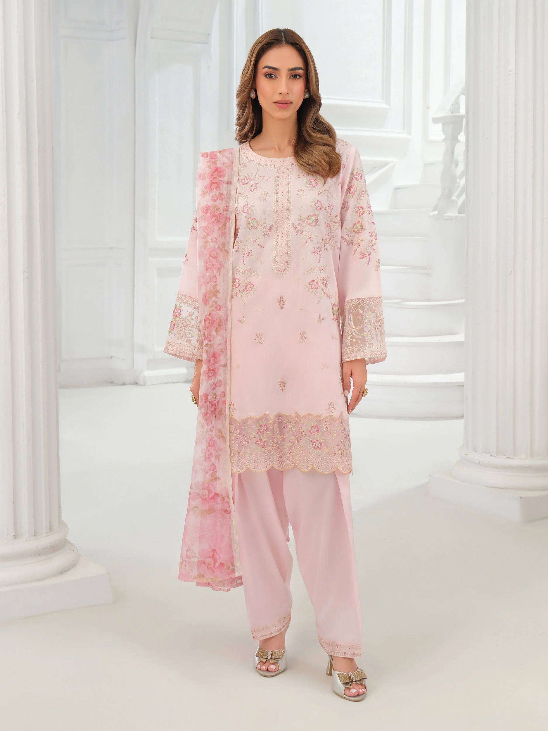 3 Piece Net Suit-Embroidered (Unstitched) - Image 3