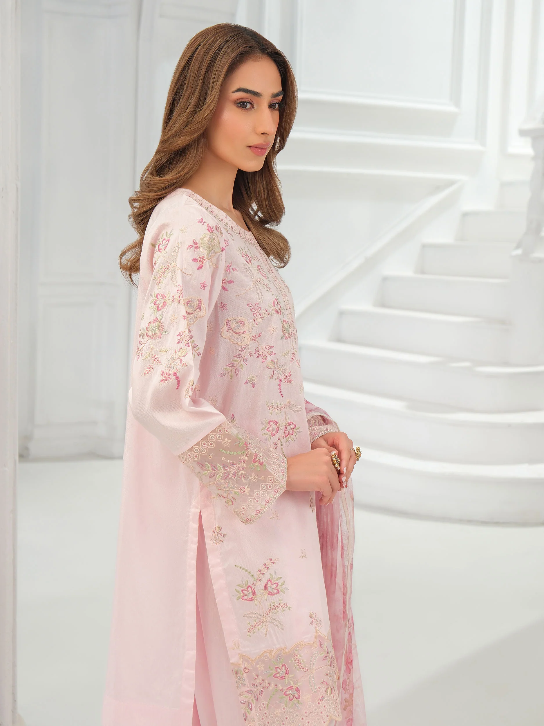 3 Piece Net Suit-Embroidered (Unstitched) - Image 5