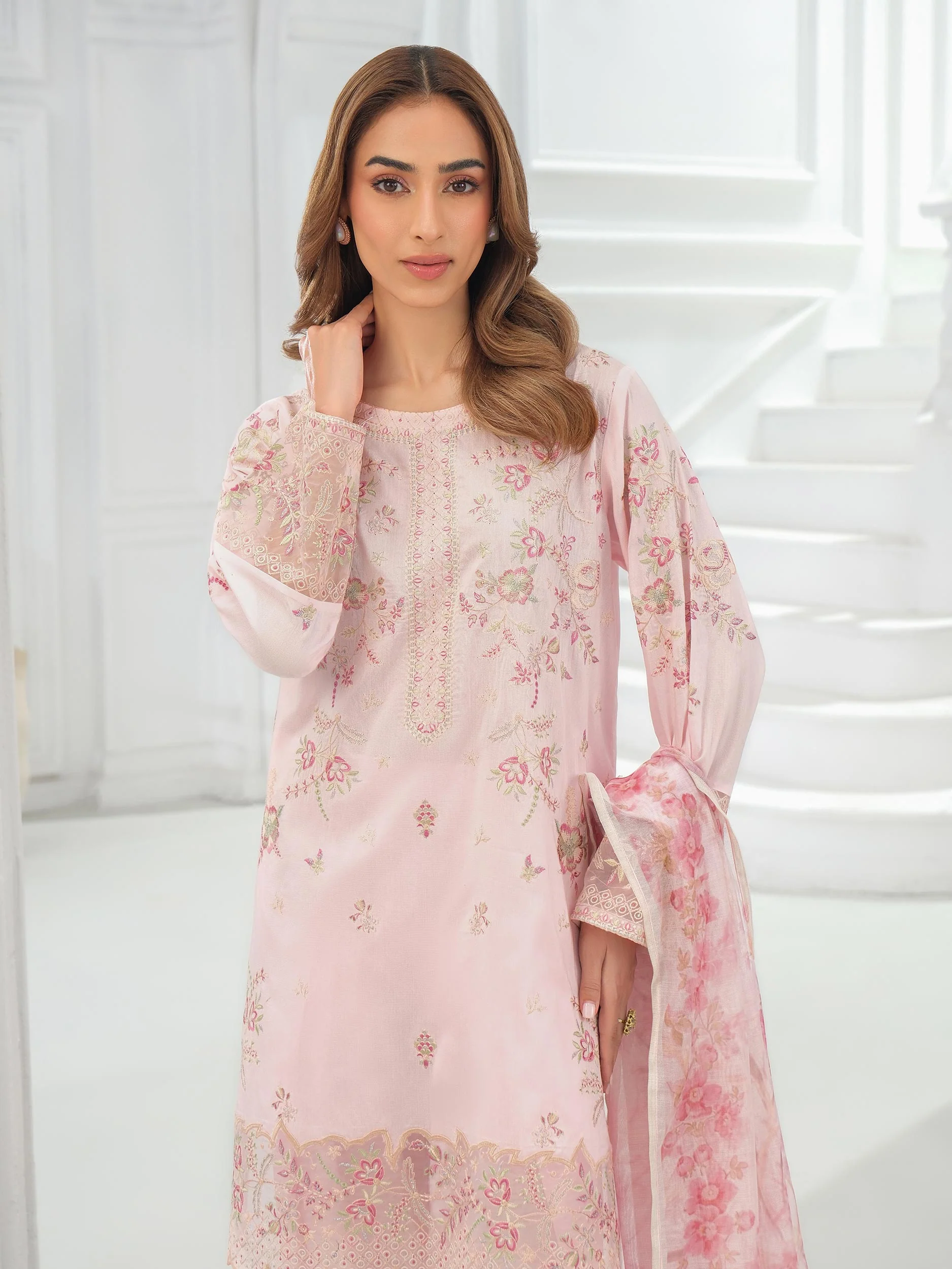 3 Piece Net Suit-Embroidered (Unstitched) - Image 7
