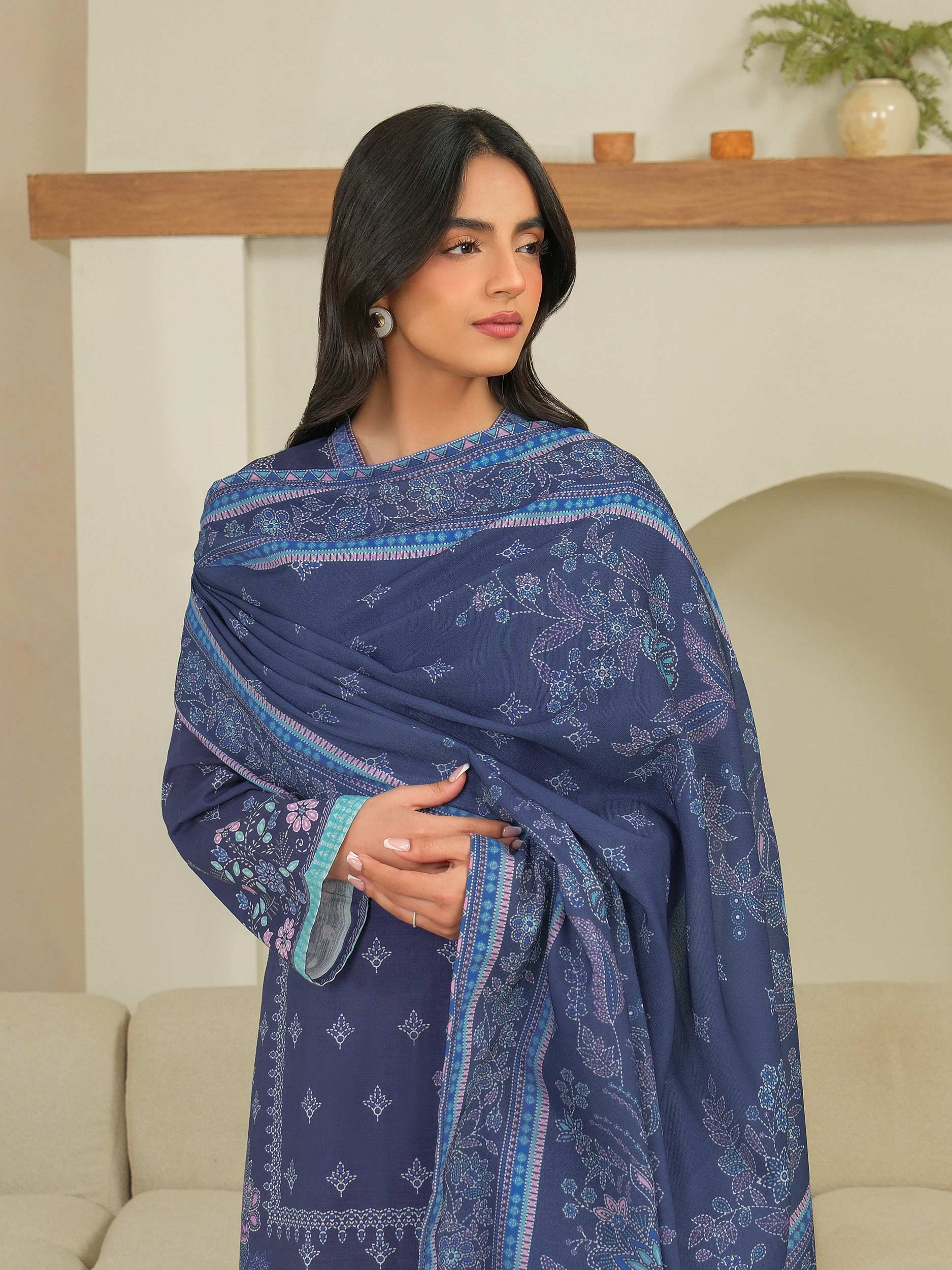 3 Piece Khaddar Suit-Printed (Unstitched) - Image 2