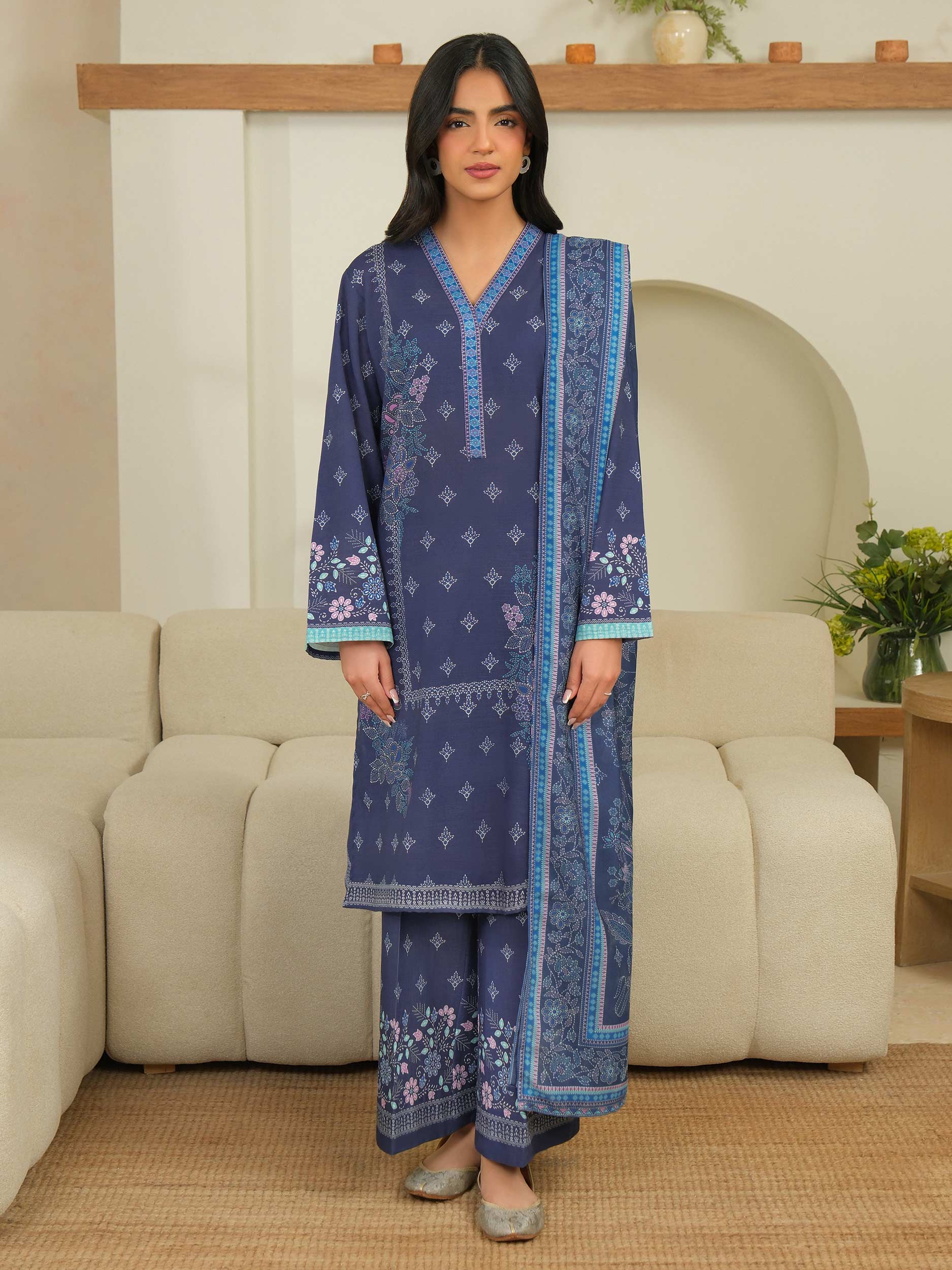 3 Piece Khaddar Suit-Printed (Unstitched) - Image 5