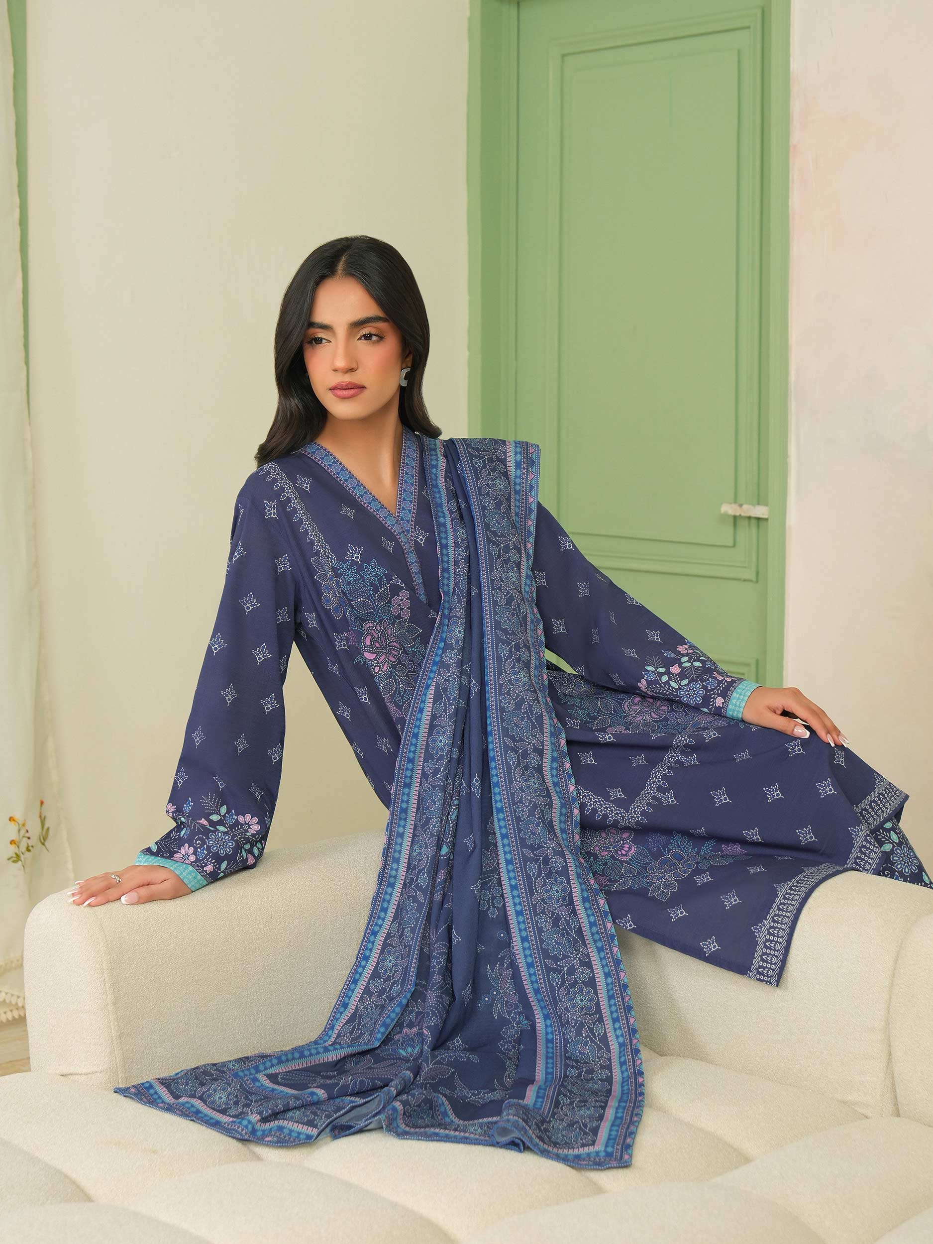 3 Piece Khaddar Suit-Printed (Unstitched) - Image 7