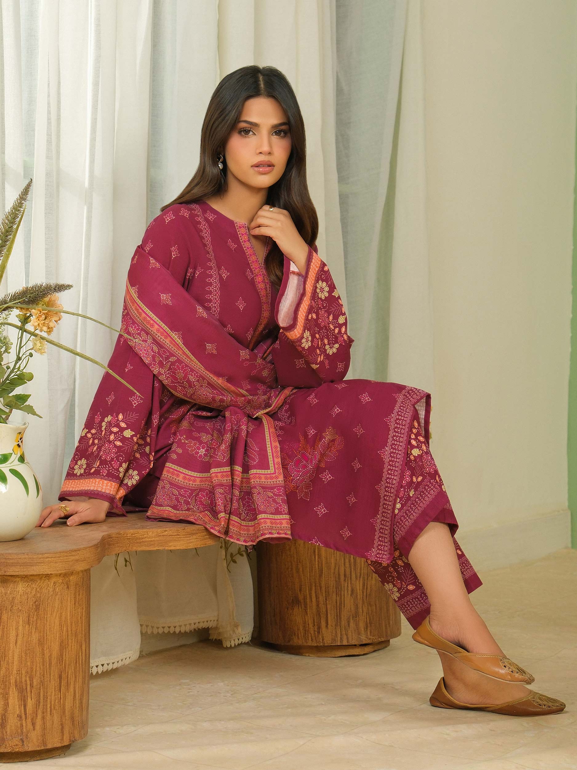 3 Piece Khaddar Suit-Printed (Unstitched) - Image 3