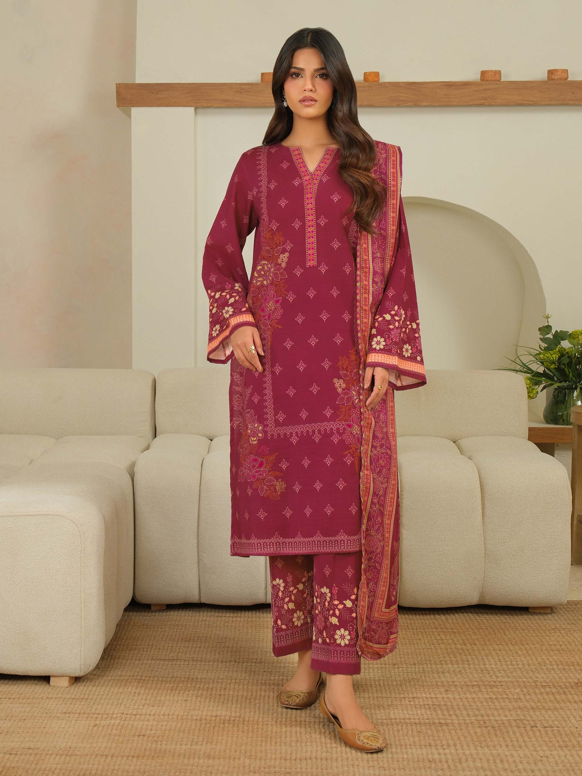 3 Piece Khaddar Suit-Printed (Unstitched) - Image 4
