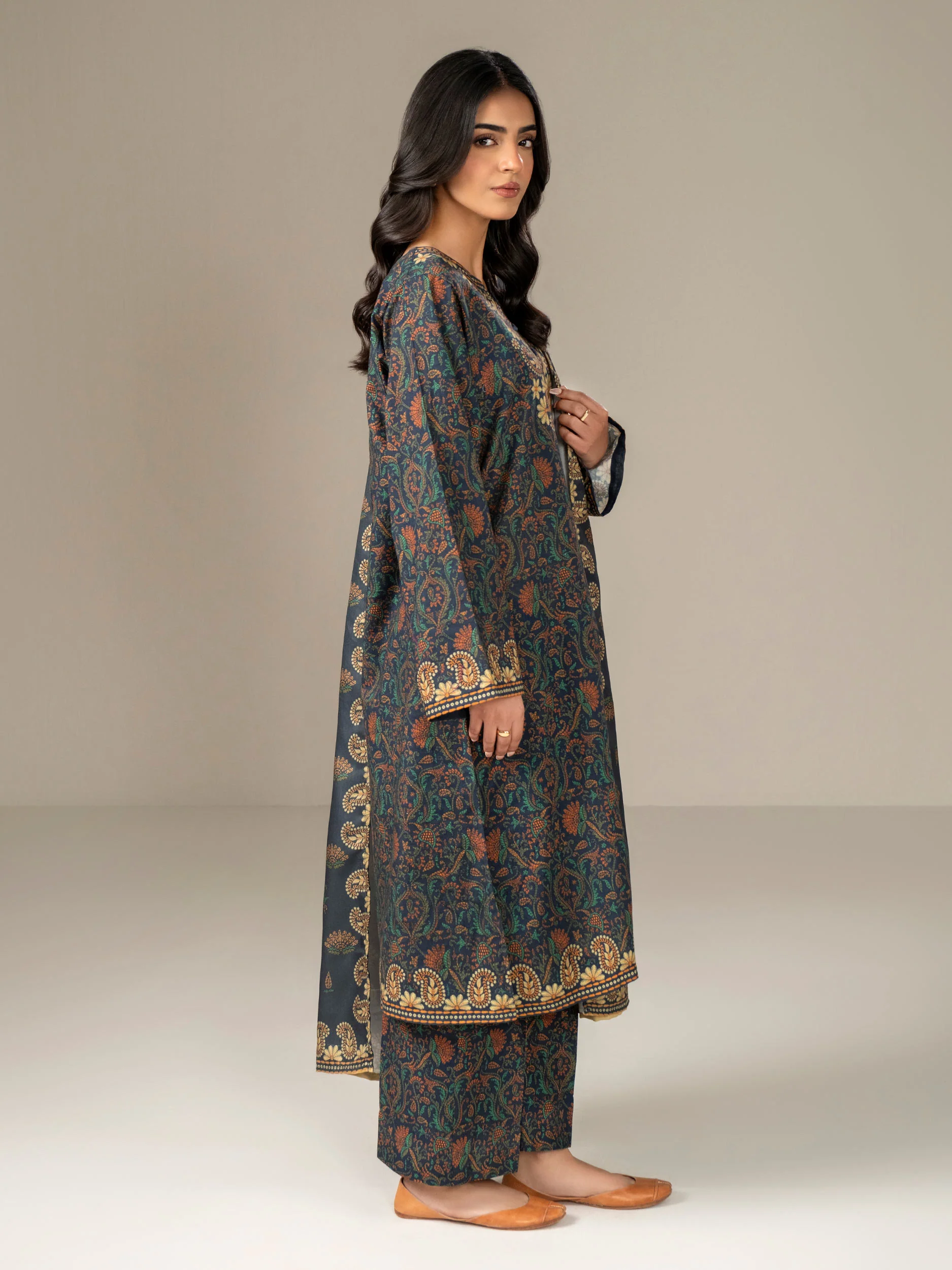3 Piece Khaddar Suit-Printed (Unstitched) - Image 3