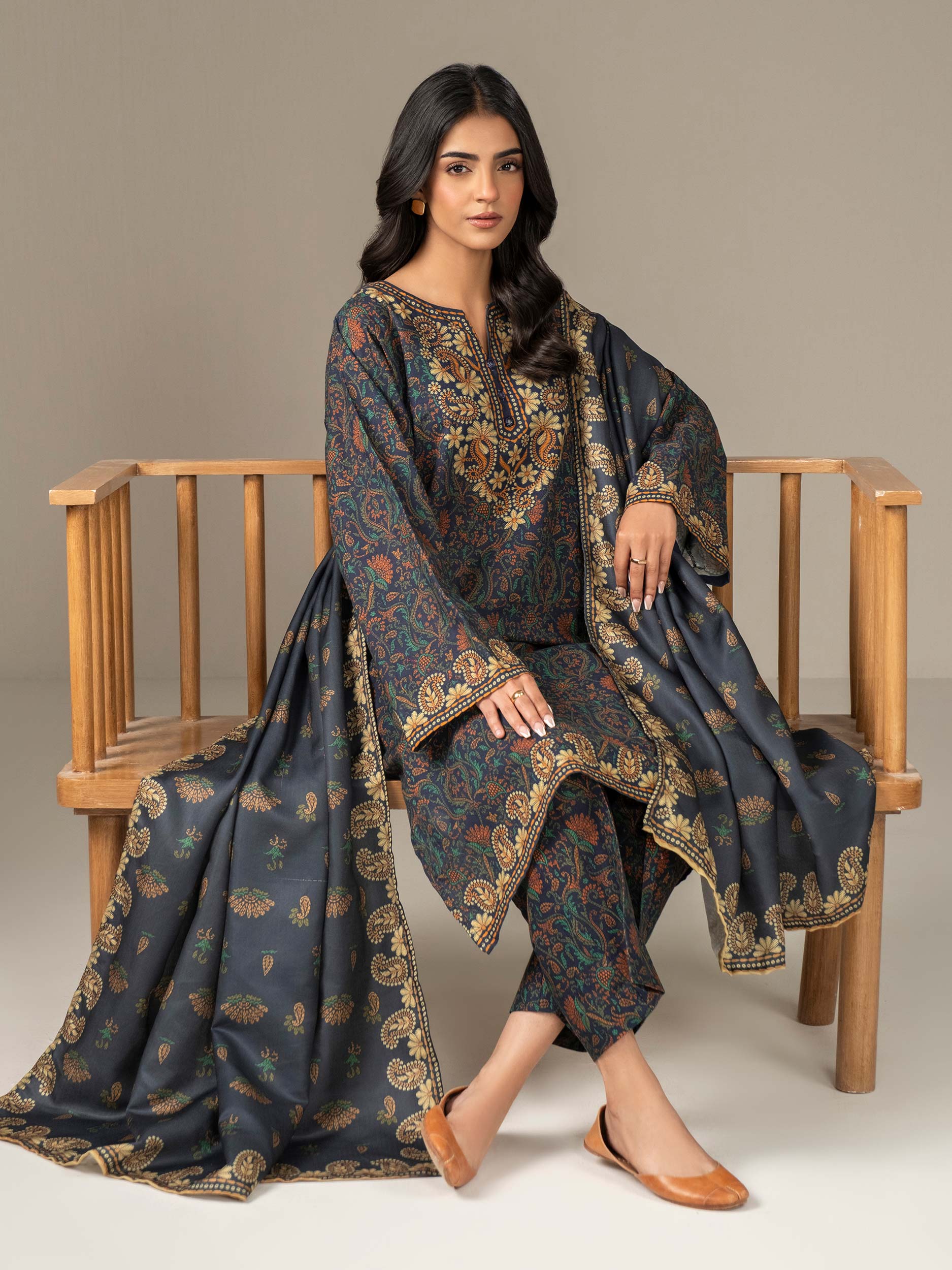 3 Piece Khaddar Suit-Printed (Unstitched) - Image 5