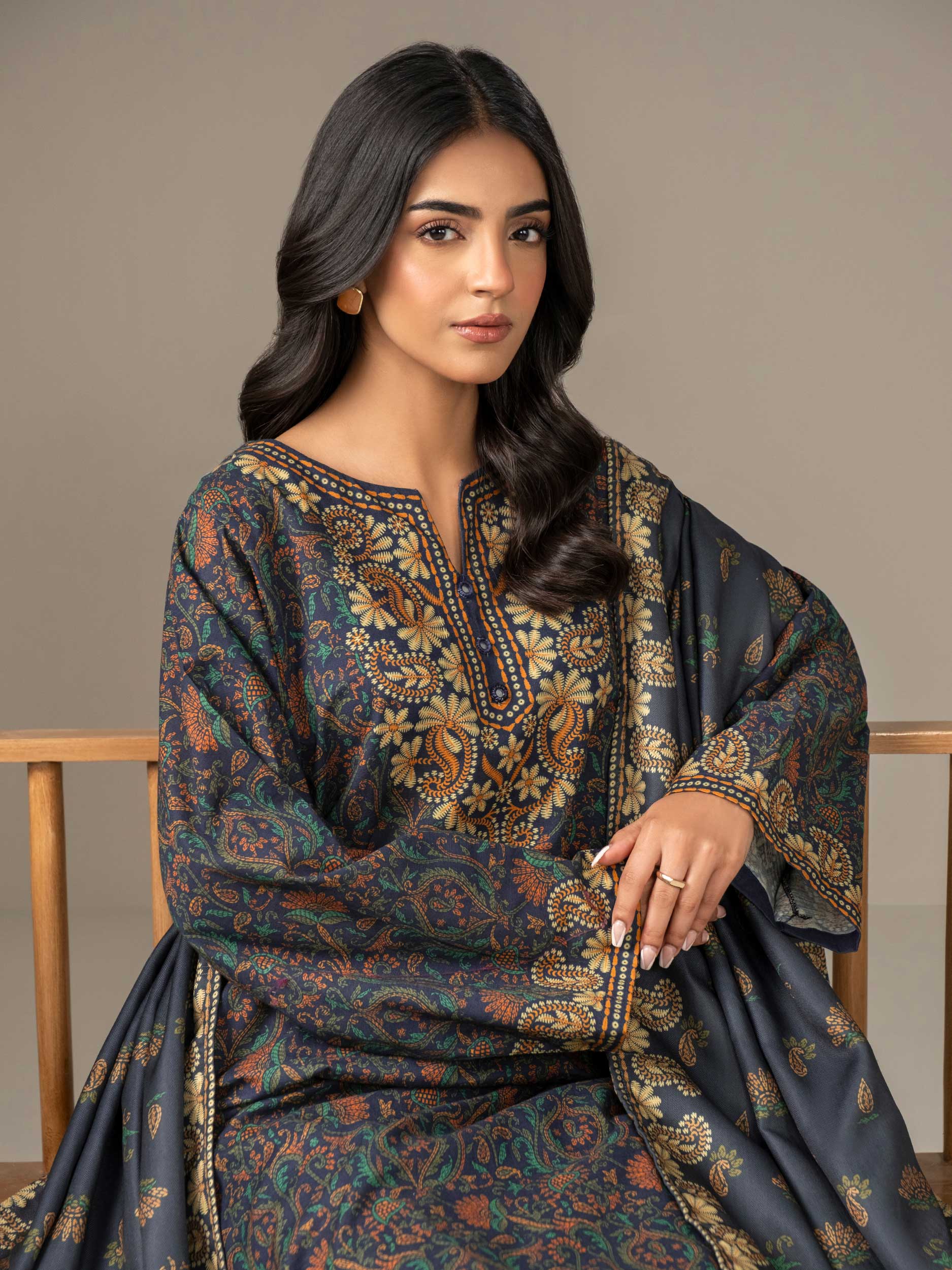 3 Piece Khaddar Suit-Printed (Unstitched) - Image 6
