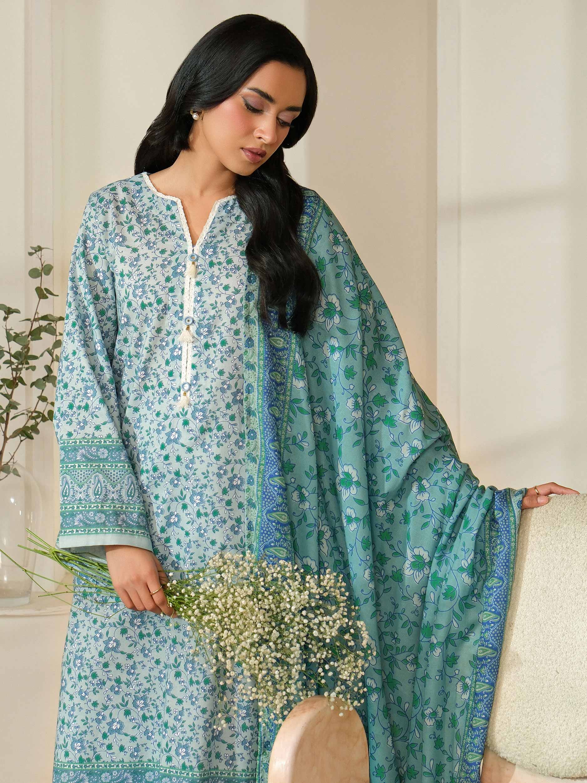 3 Piece Khaddar Suit-Printed (Unstitched) - Image 7