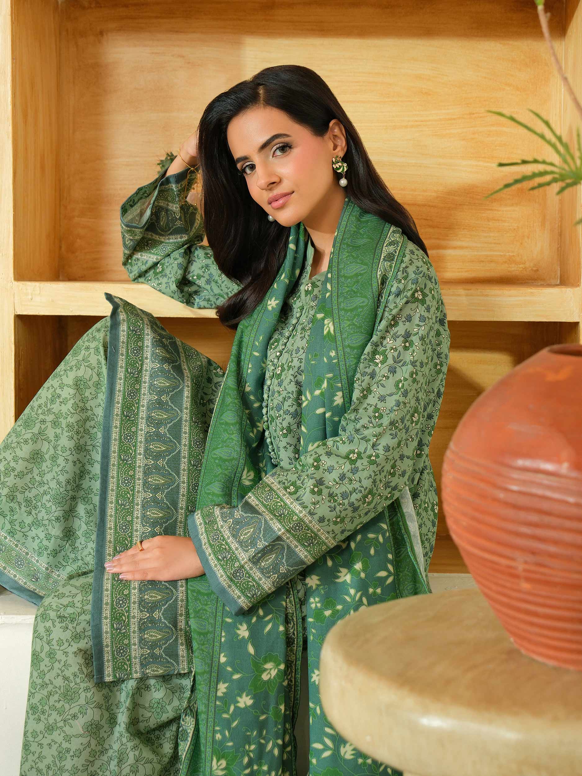 3 Piece Khaddar Suit-Printed (Unstitched) - Image 7