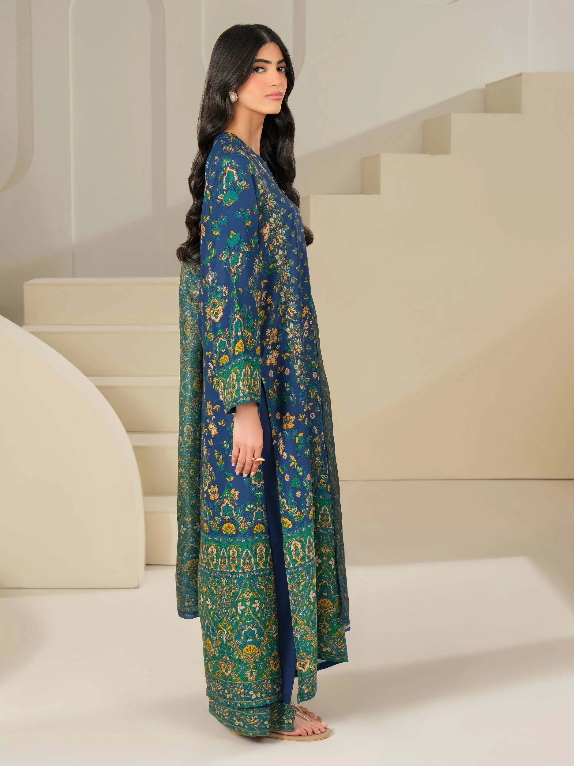 3 Piece Silk Suit-Printed (Unstitched) - Image 3