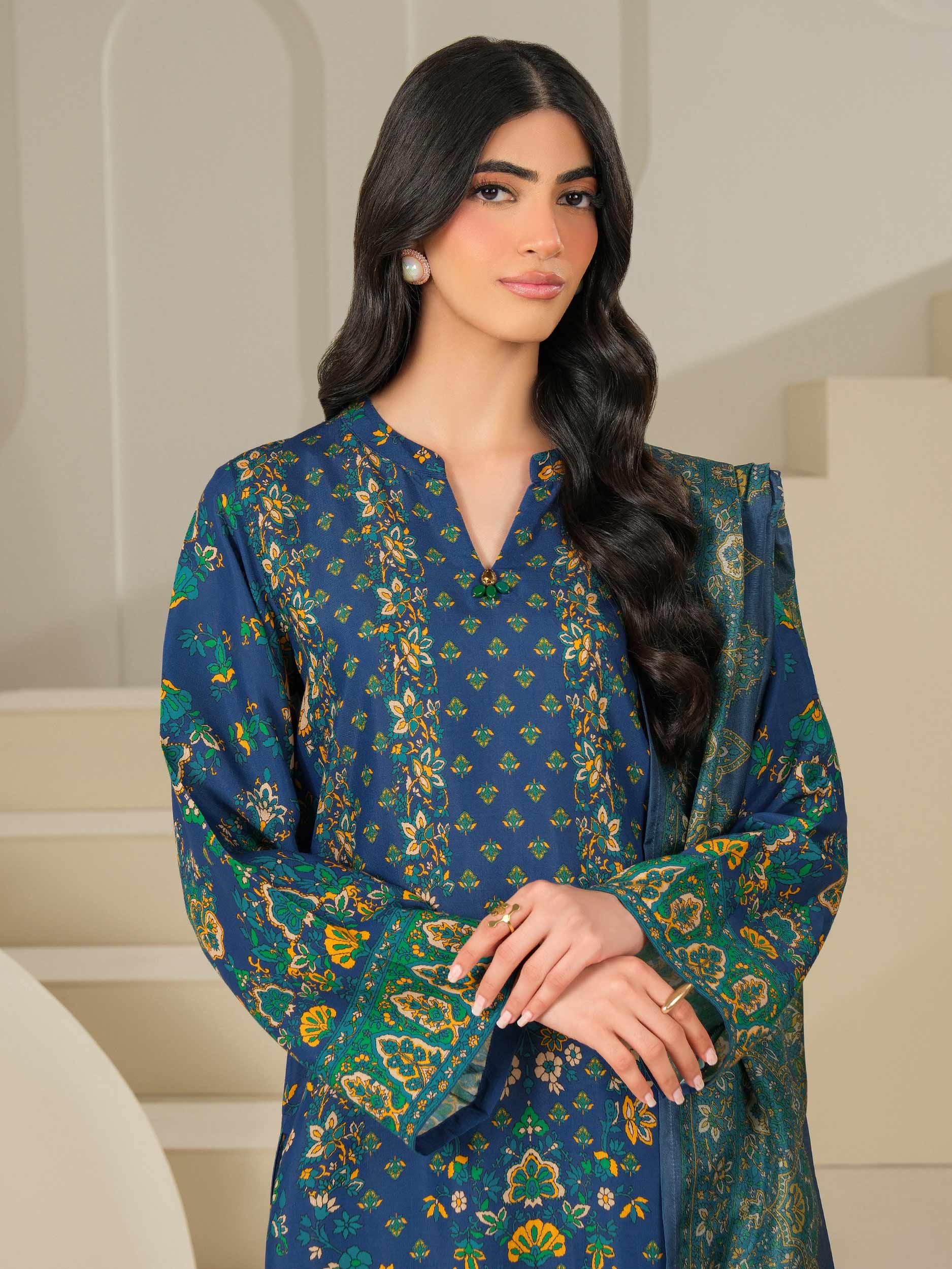 3 Piece Silk Suit-Printed (Unstitched) - Image 4