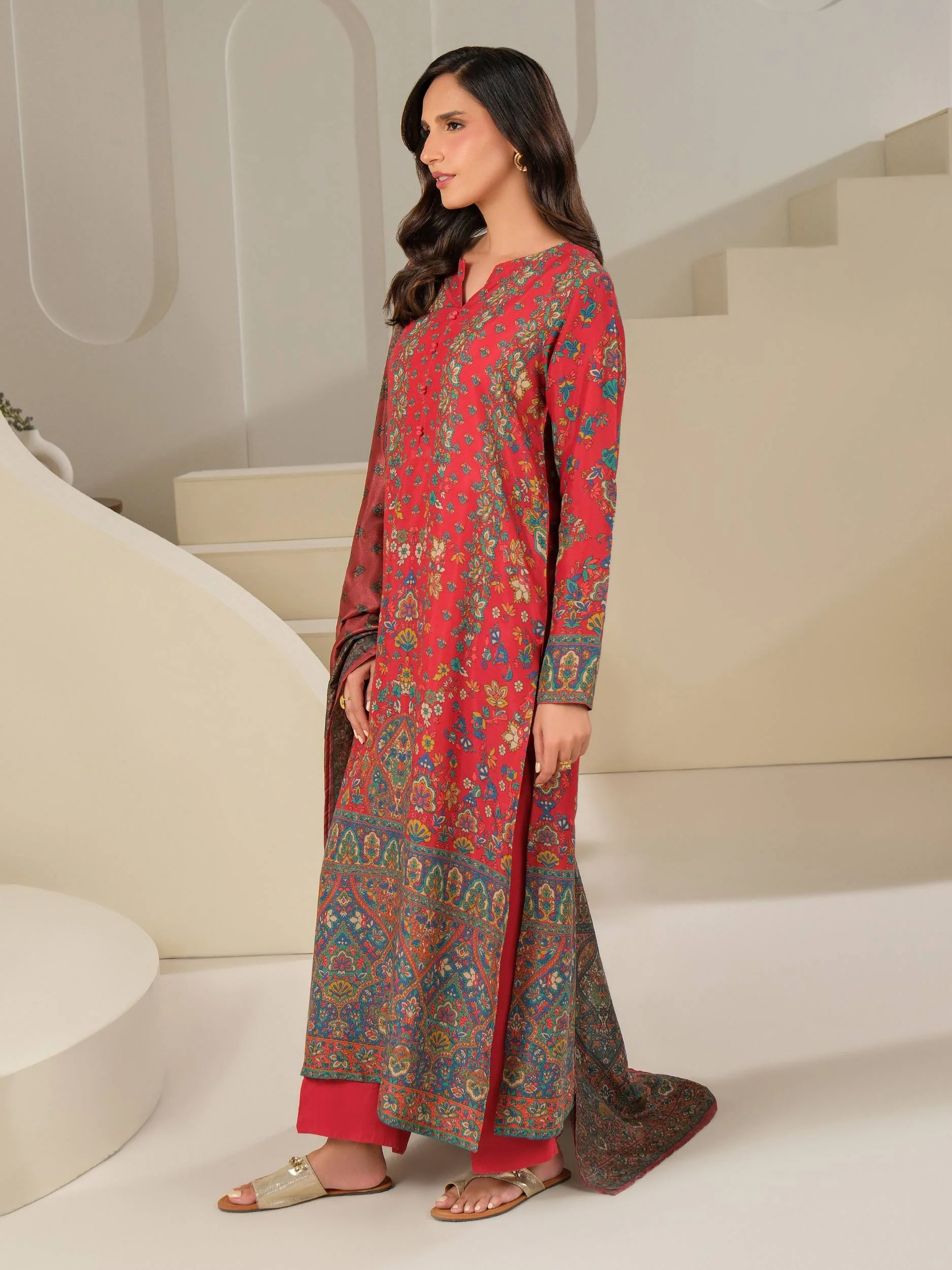 3 Piece Silk Suit-Printed (Unstitched) - Image 3