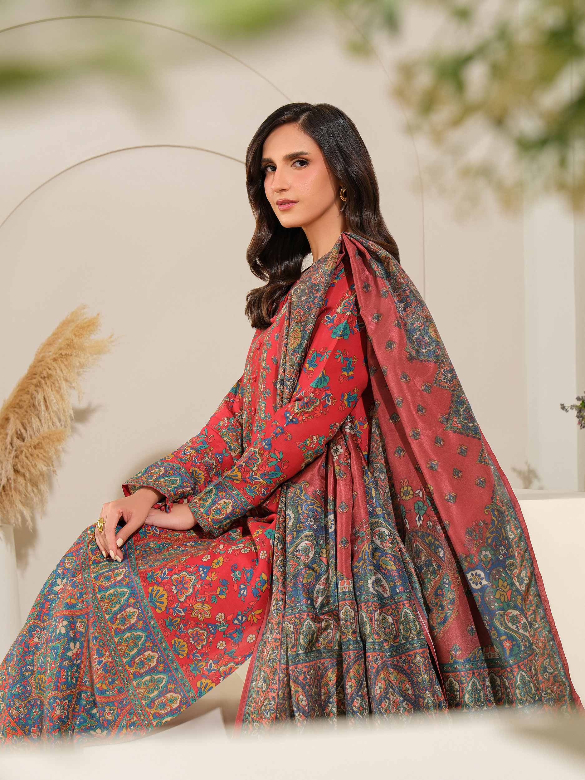 3 Piece Silk Suit-Printed (Unstitched) - Image 5
