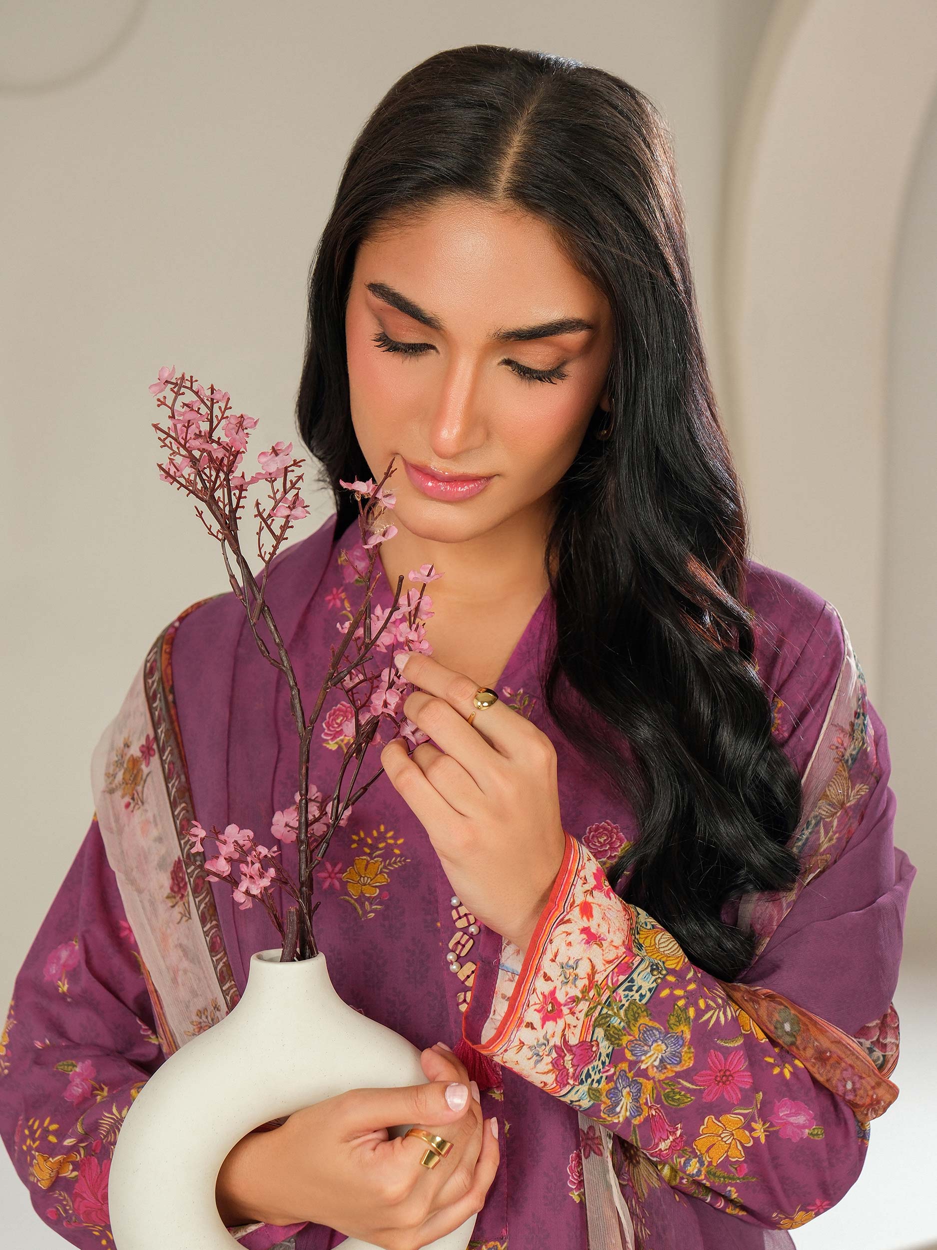 3 Piece Satin Suit-Printed (Unstitched) - Image 6
