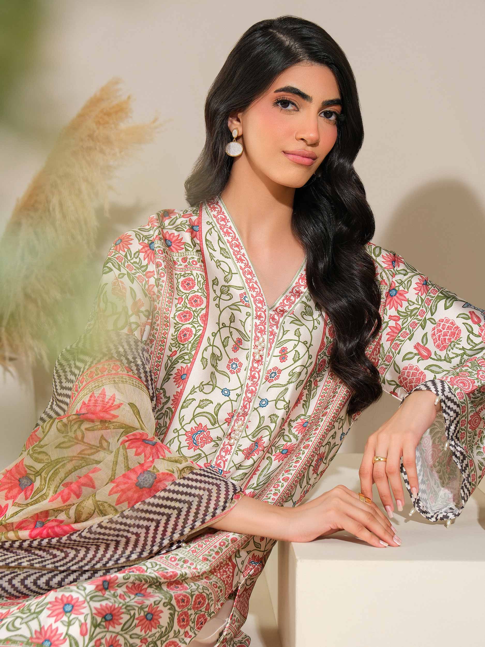 3 Piece Silk Suit-Printed (Unstitched) - Image 10