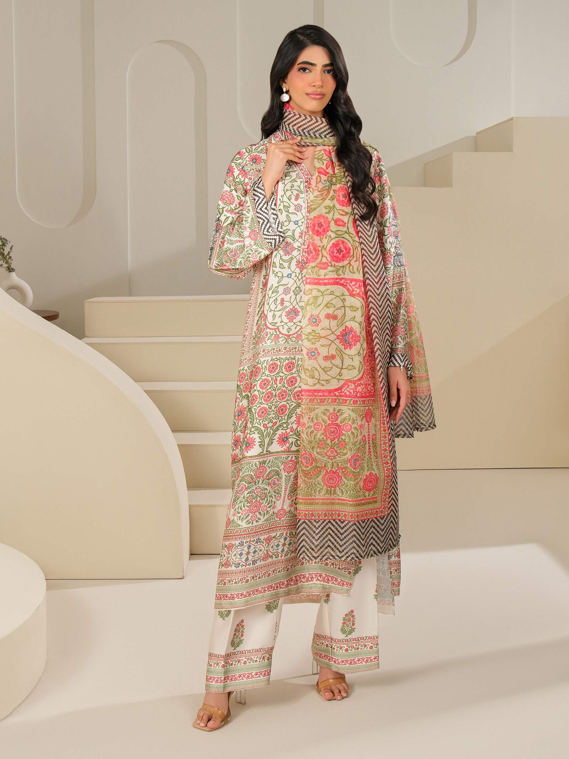 3 Piece Silk Suit-Printed (Unstitched) - Image 2