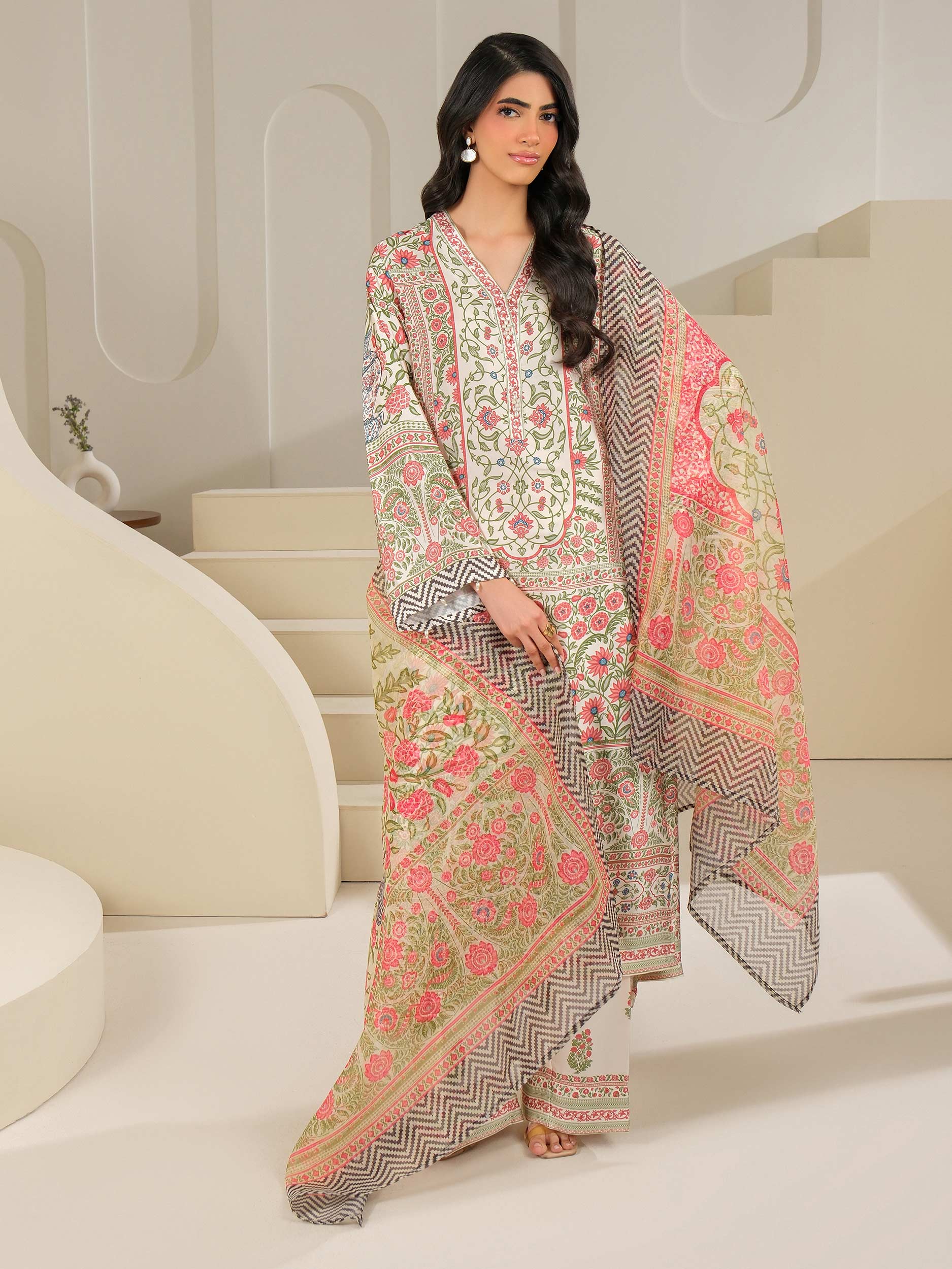 3 Piece Silk Suit-Printed (Unstitched) - Image 3