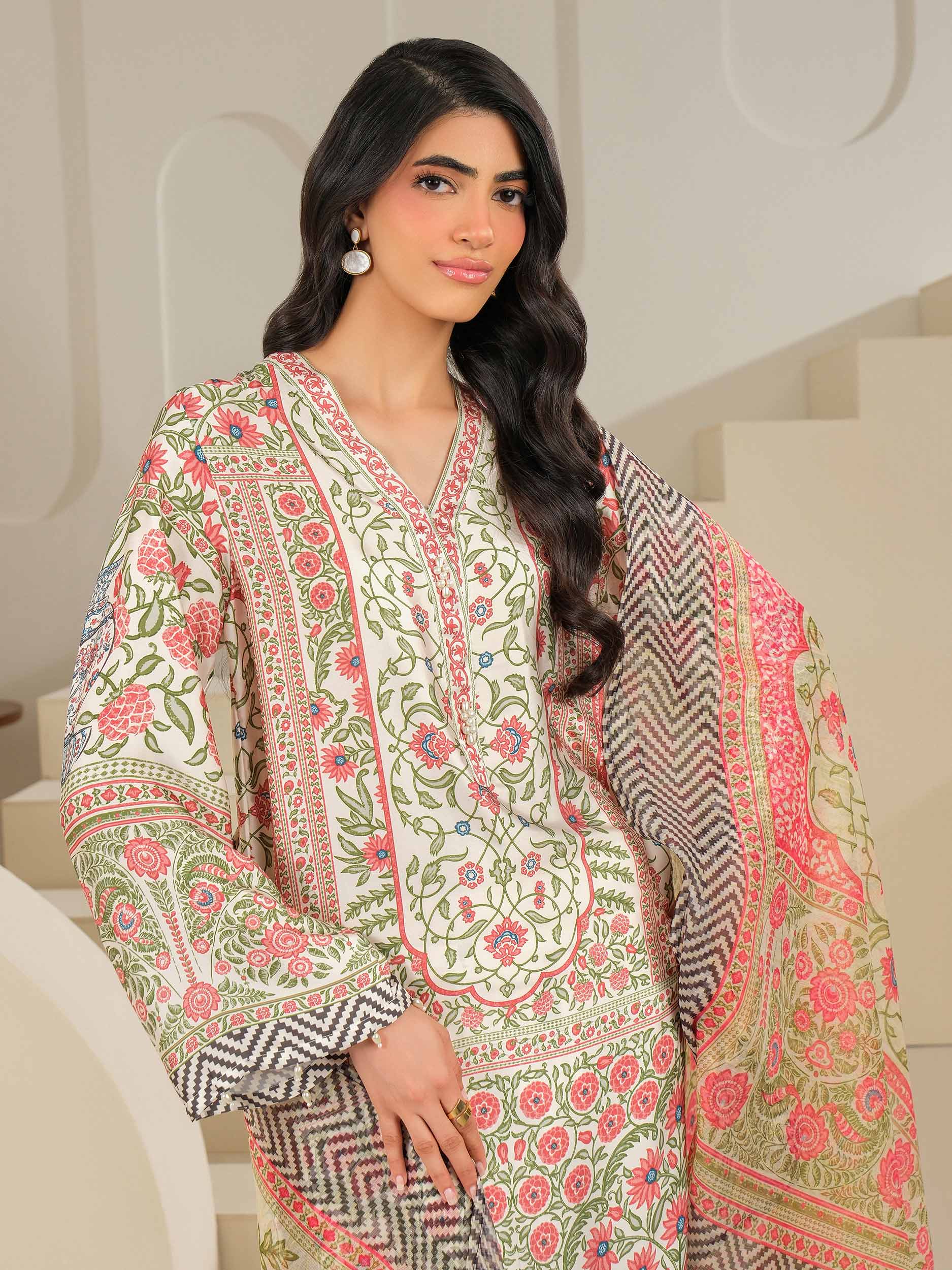 3 Piece Silk Suit-Printed (Unstitched) - Image 4