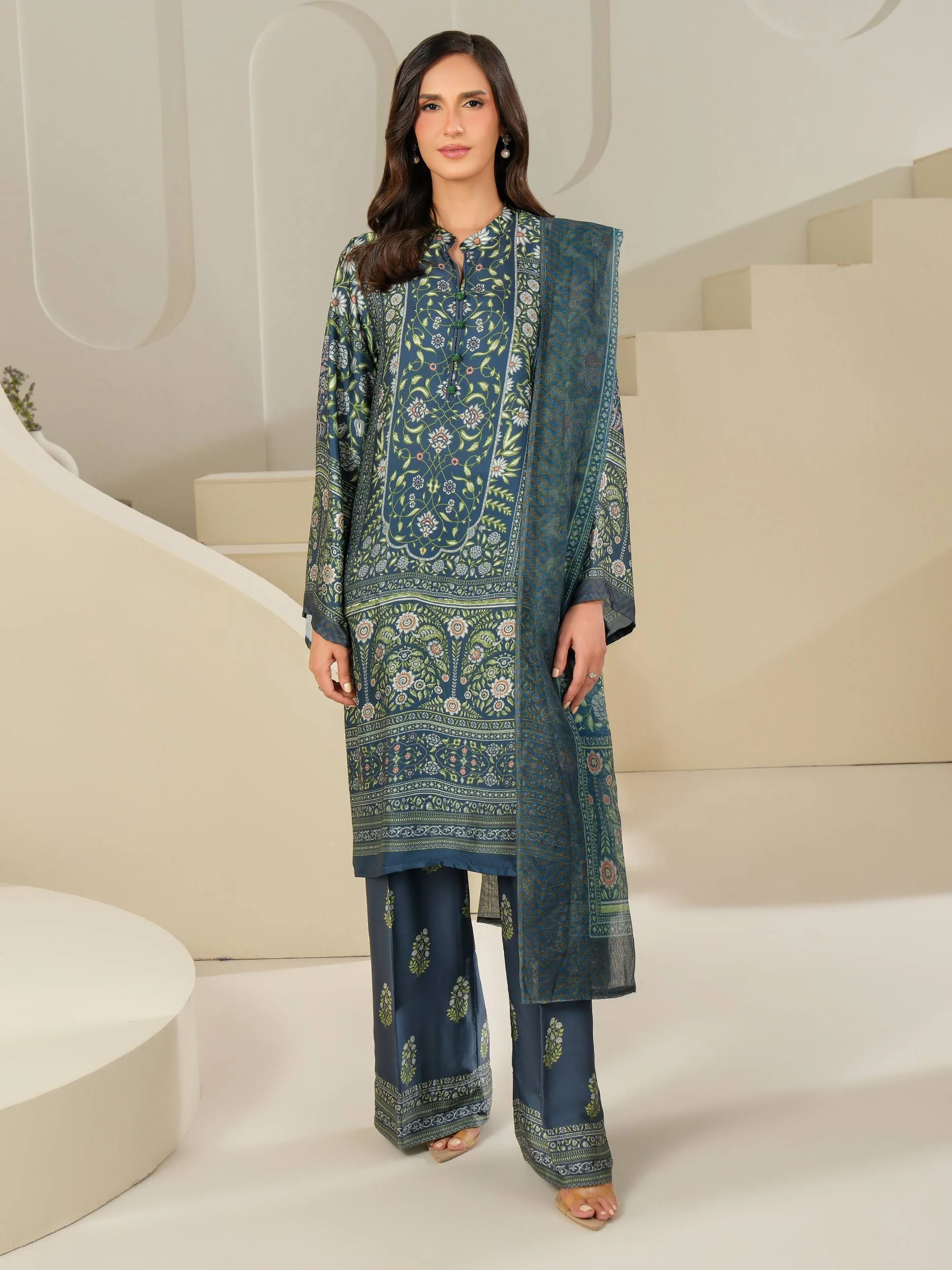3 Piece Silk Suit-Printed (Unstitched) - Image 2