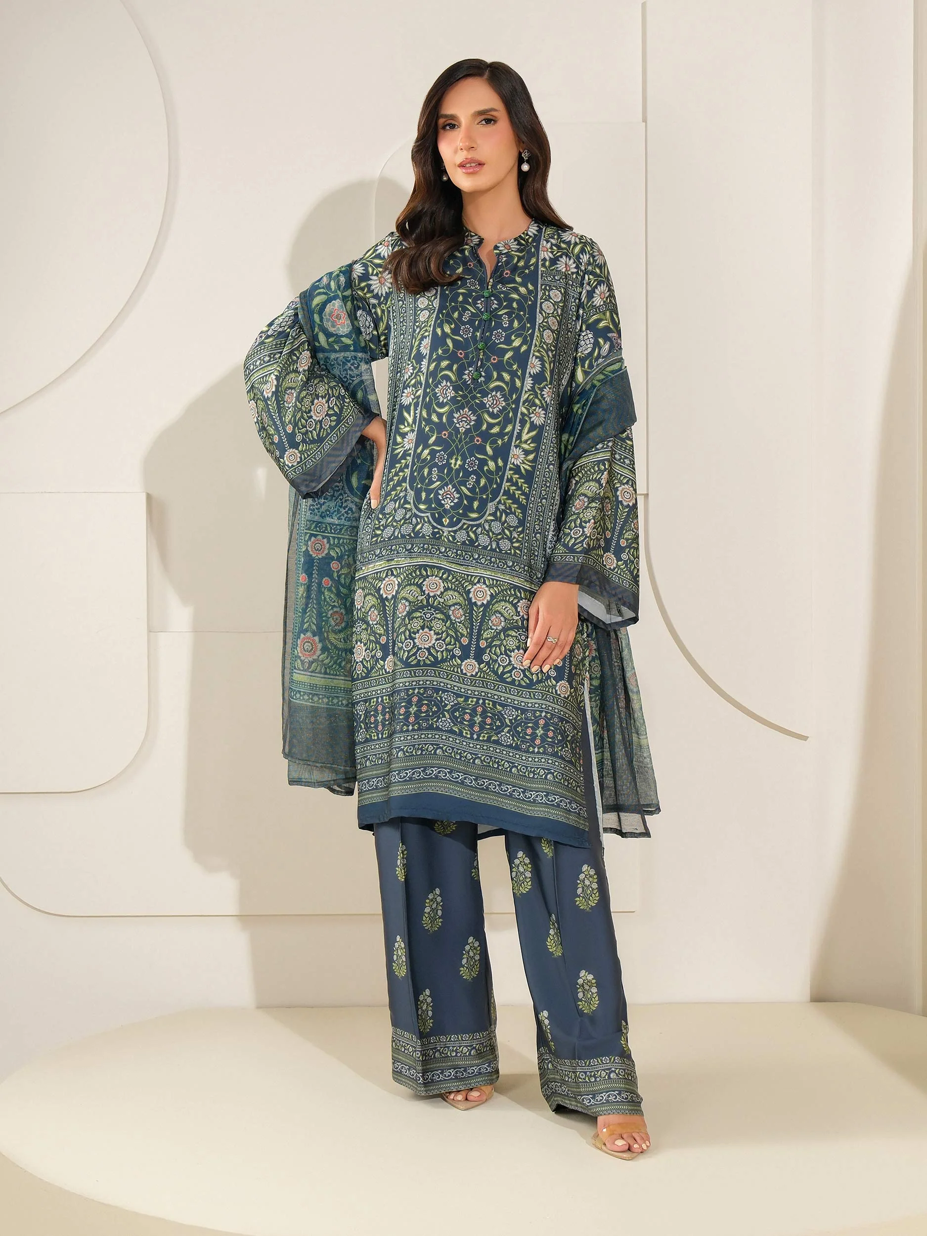 3 Piece Silk Suit-Printed (Unstitched) - Image 3