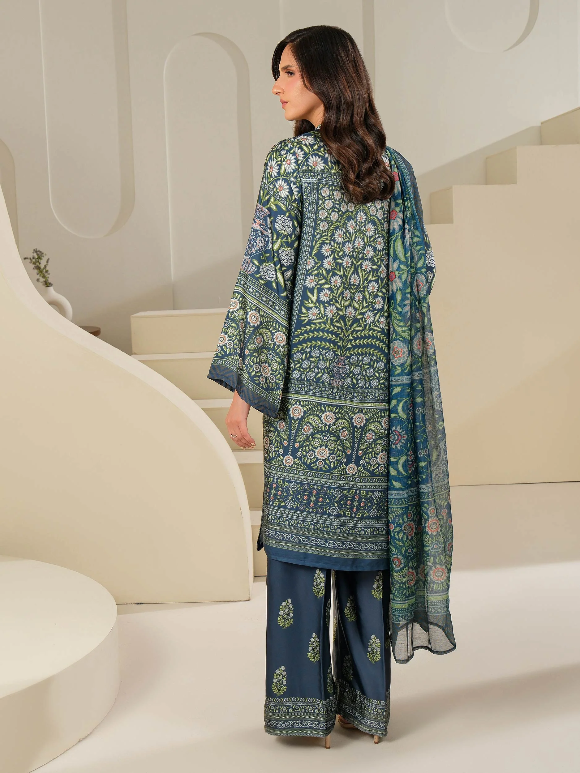 3 Piece Silk Suit-Printed (Unstitched) - Image 5