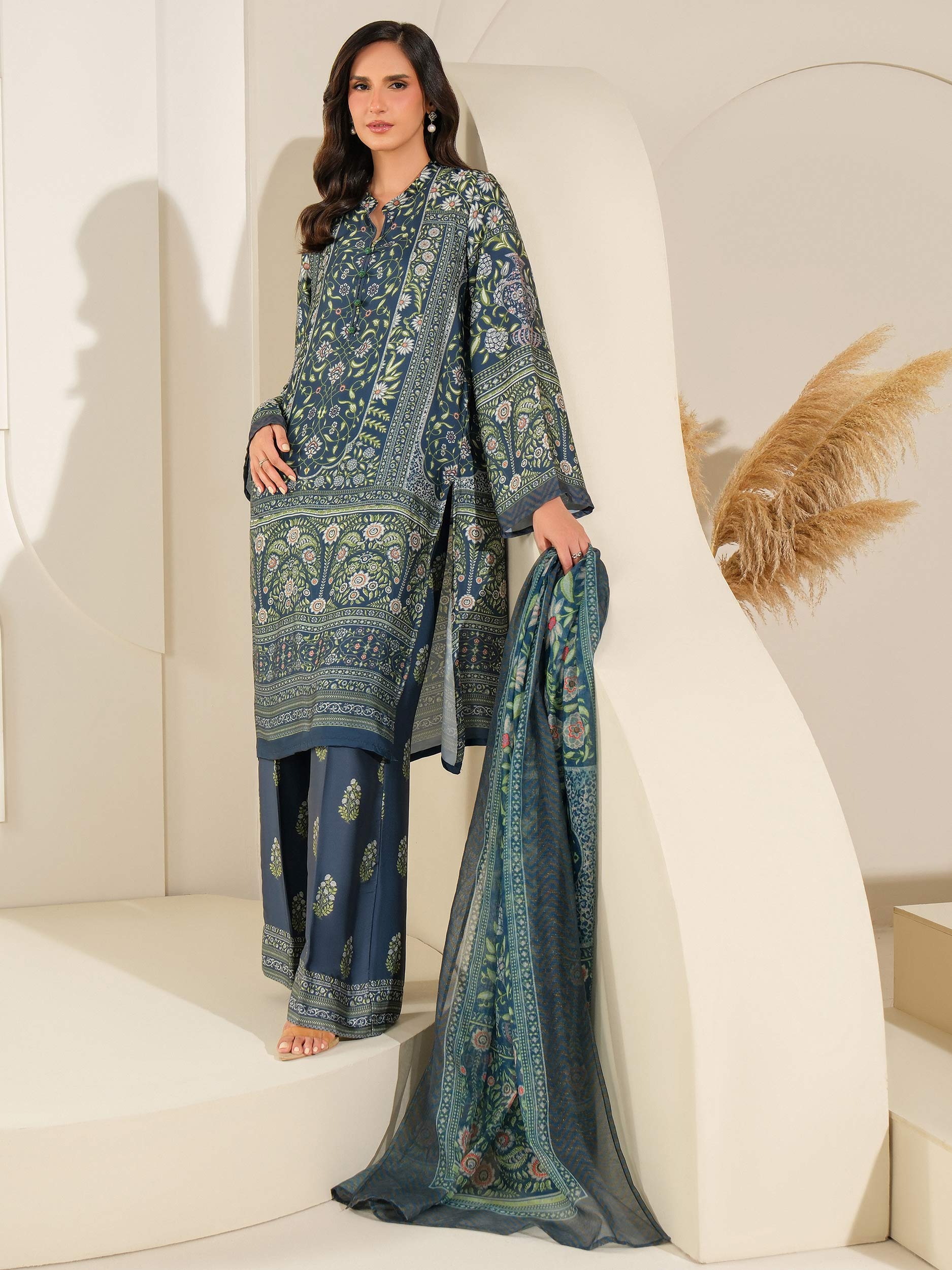 3 Piece Silk Suit-Printed (Unstitched) - Image 6