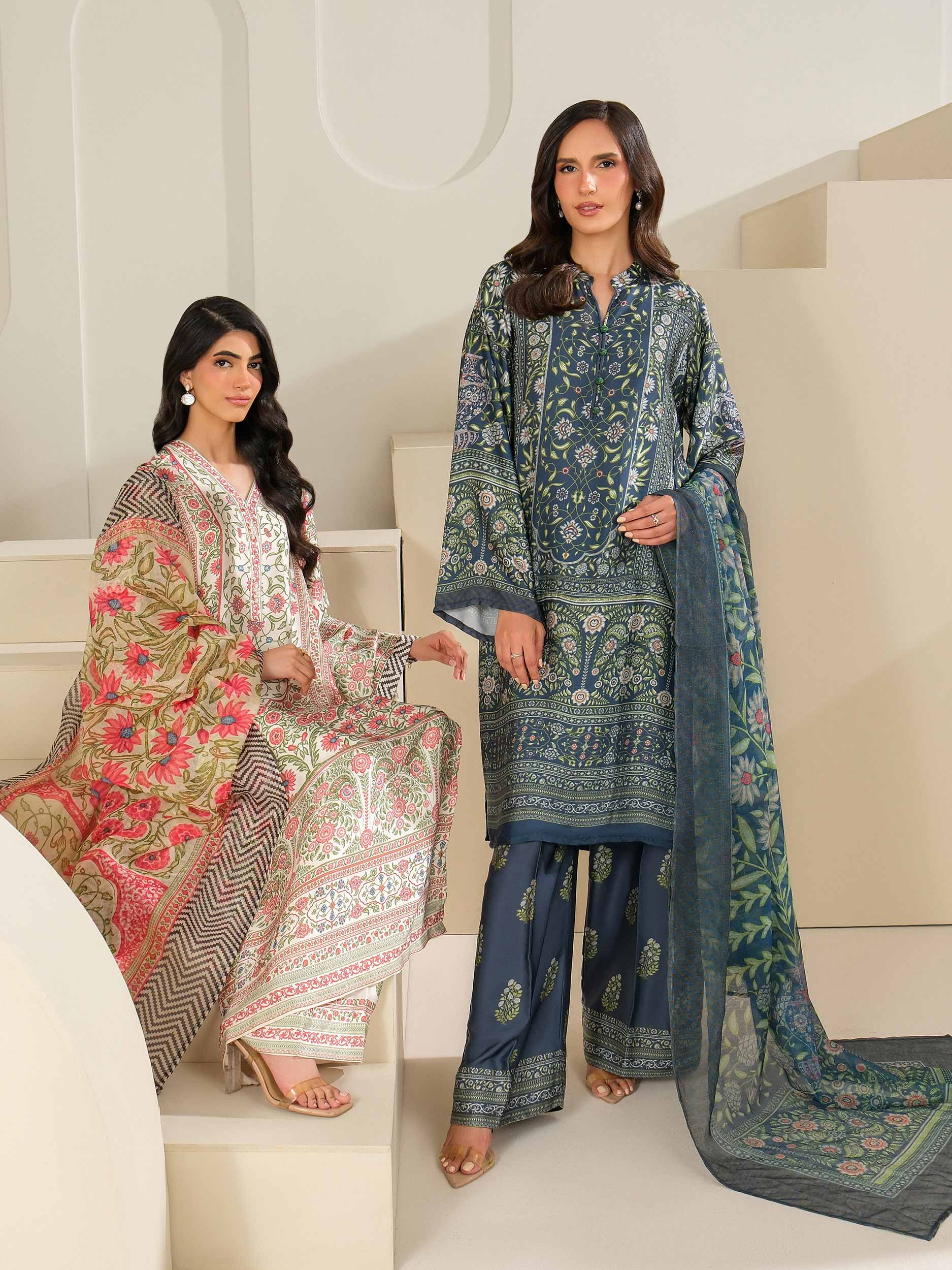3 Piece Silk Suit-Printed (Unstitched) - Image 8