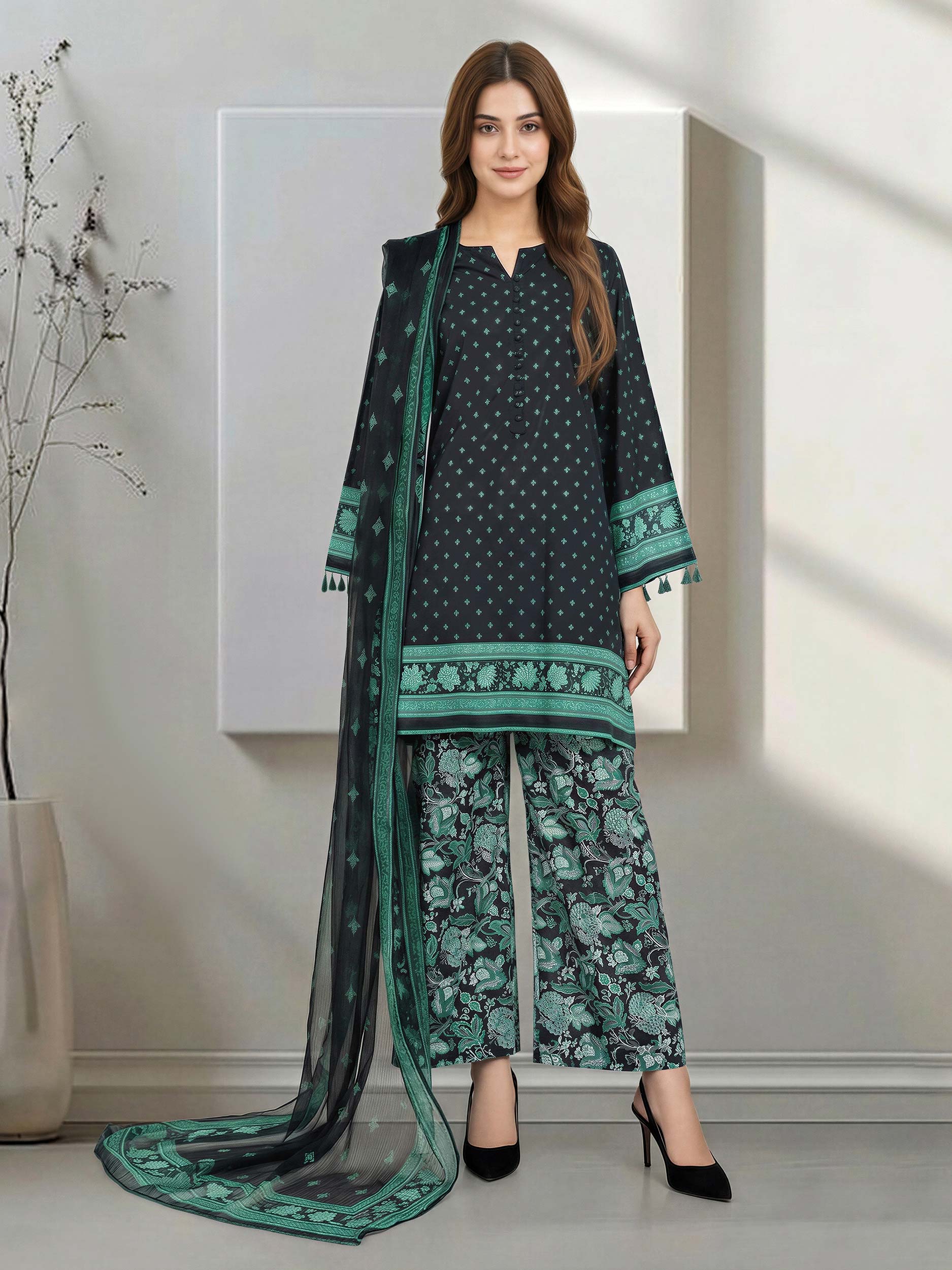3 Piece Lawn Suit (Unstitched) - Image 2