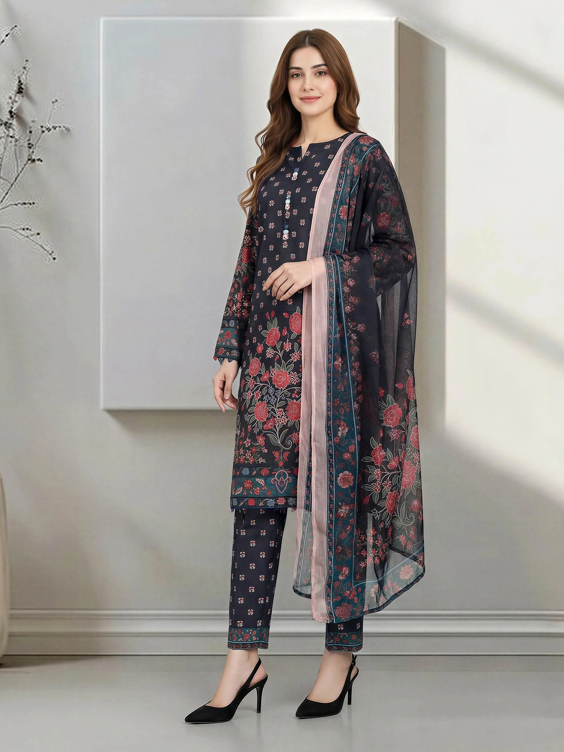 3 Piece Lawn Suit (Unstitched) - Image 2