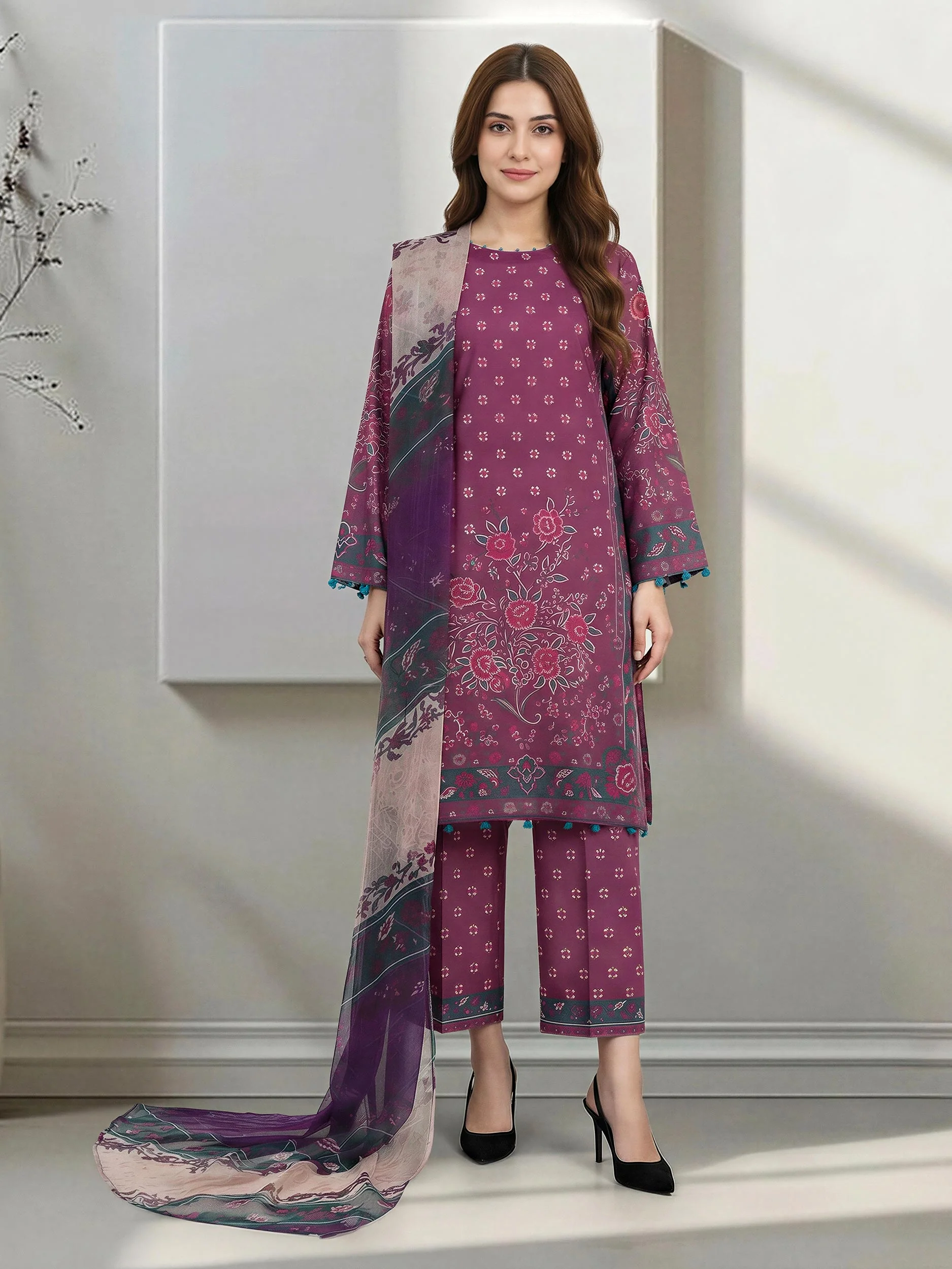 3 Piece Lawn Suit (Unstitched) - Image 2