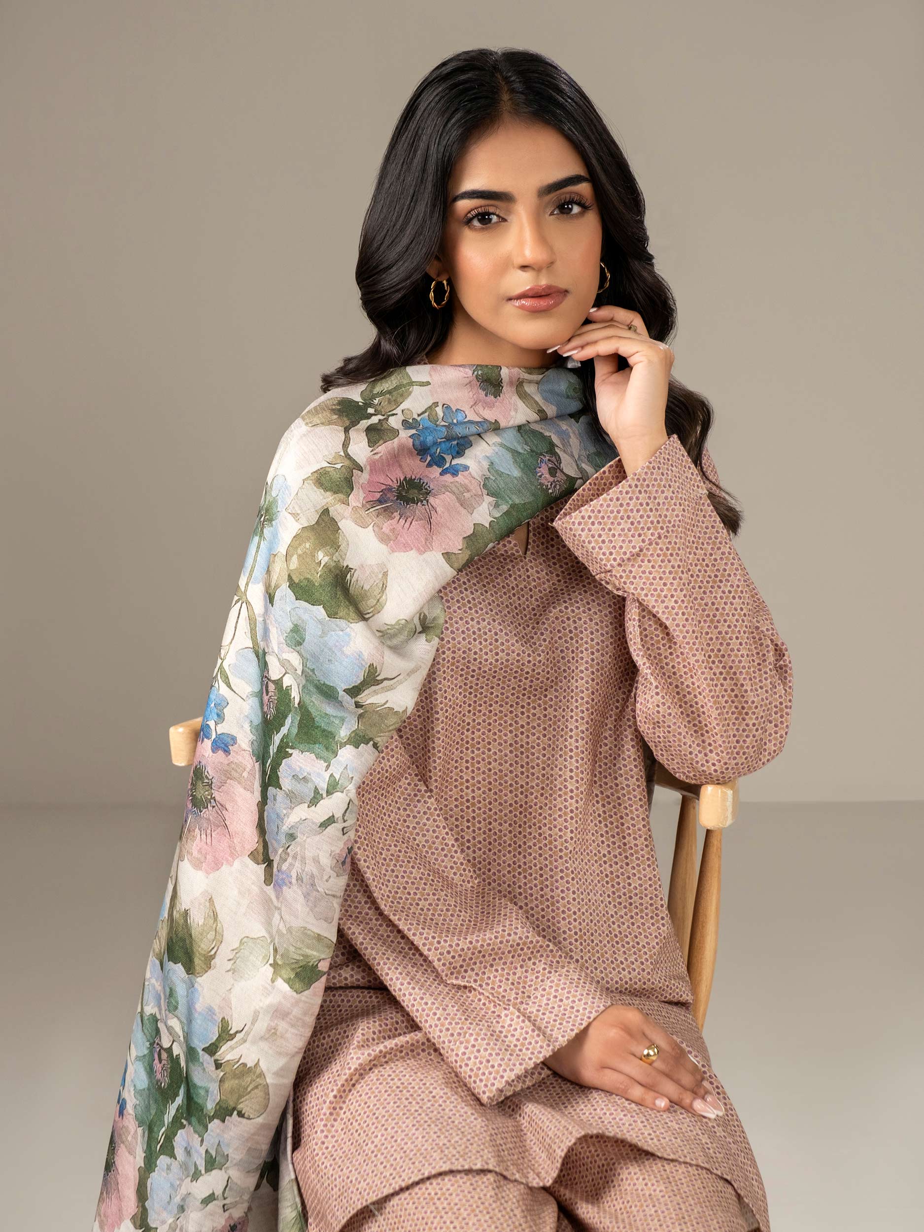 3 Piece Khaddar Suit-Paste Print (Unstitched) - Image 2