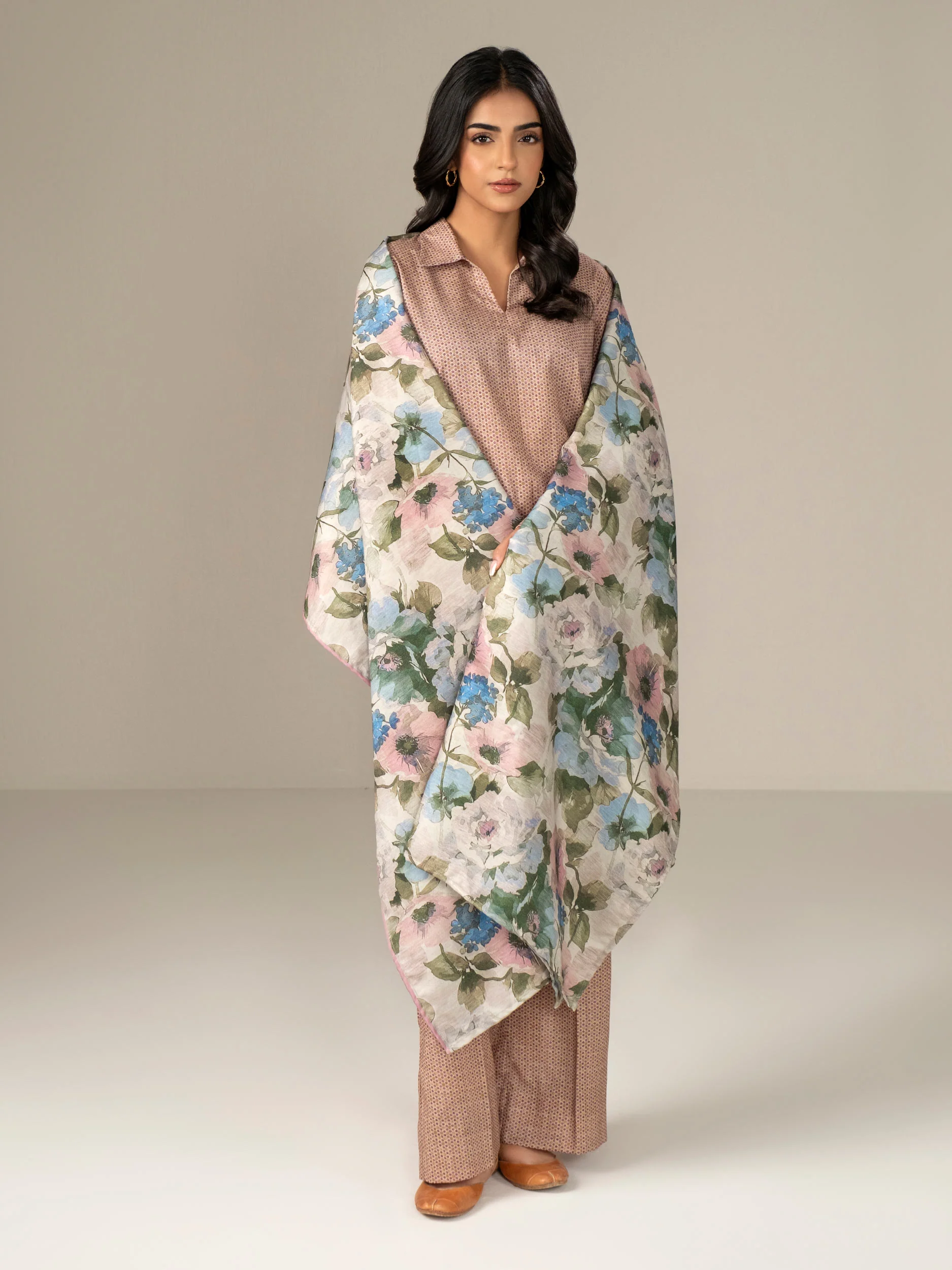 3 Piece Khaddar Suit-Paste Print (Unstitched) - Image 5