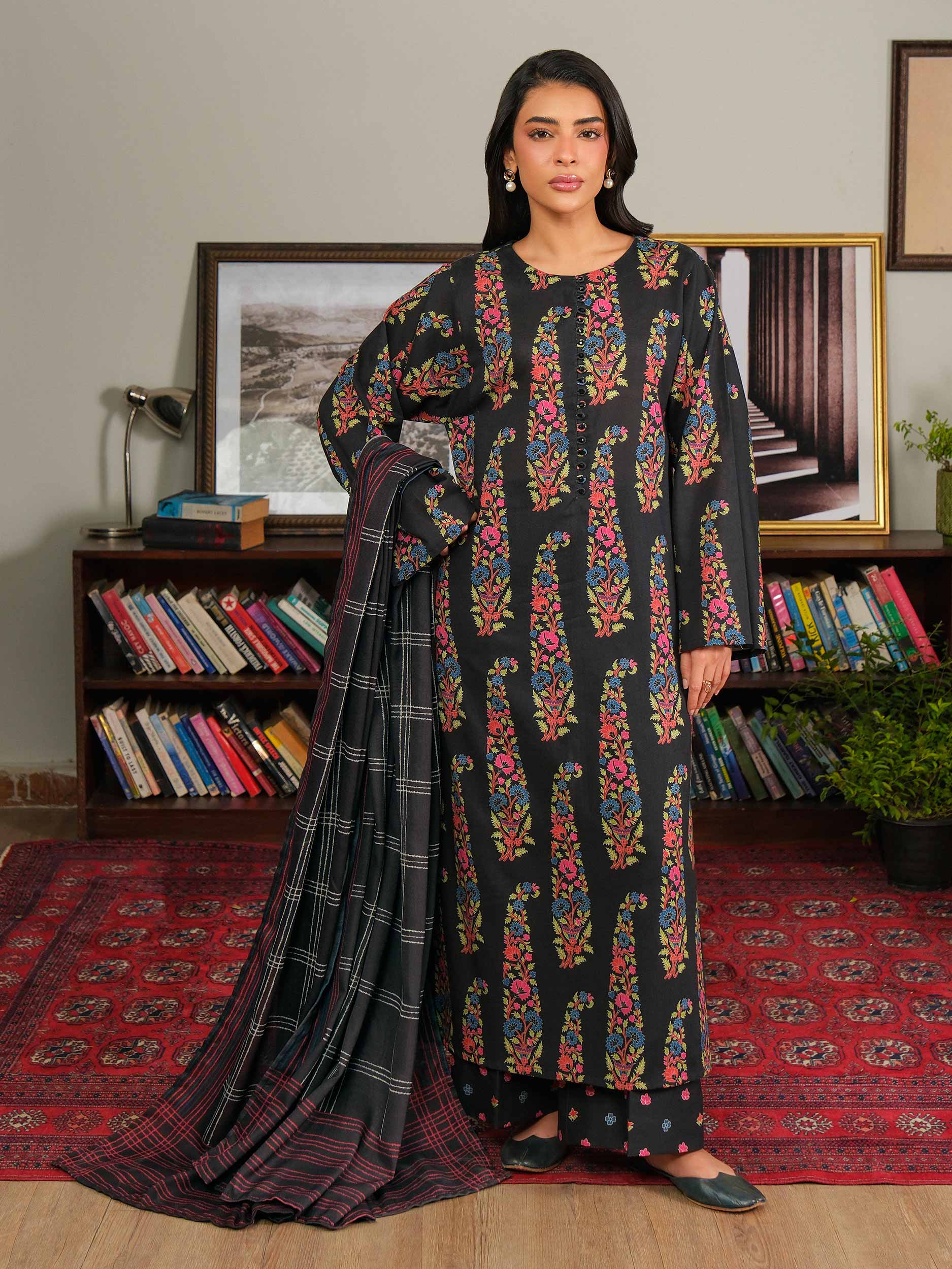 3 Piece Khaddar Suit-Paste Print (Unstitched) - Image 2