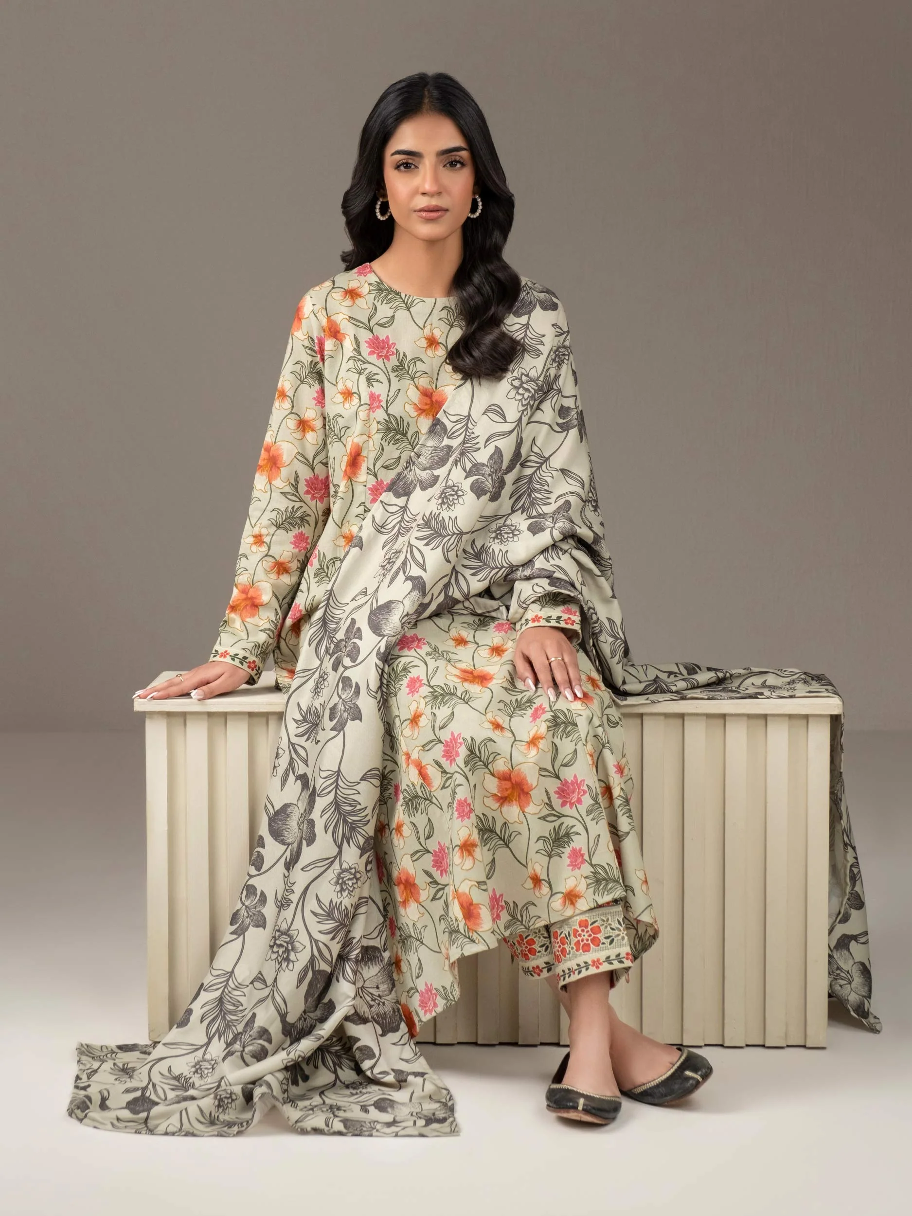 3 Piece Khaddar Suit-Printed (Unstitched) - Image 6