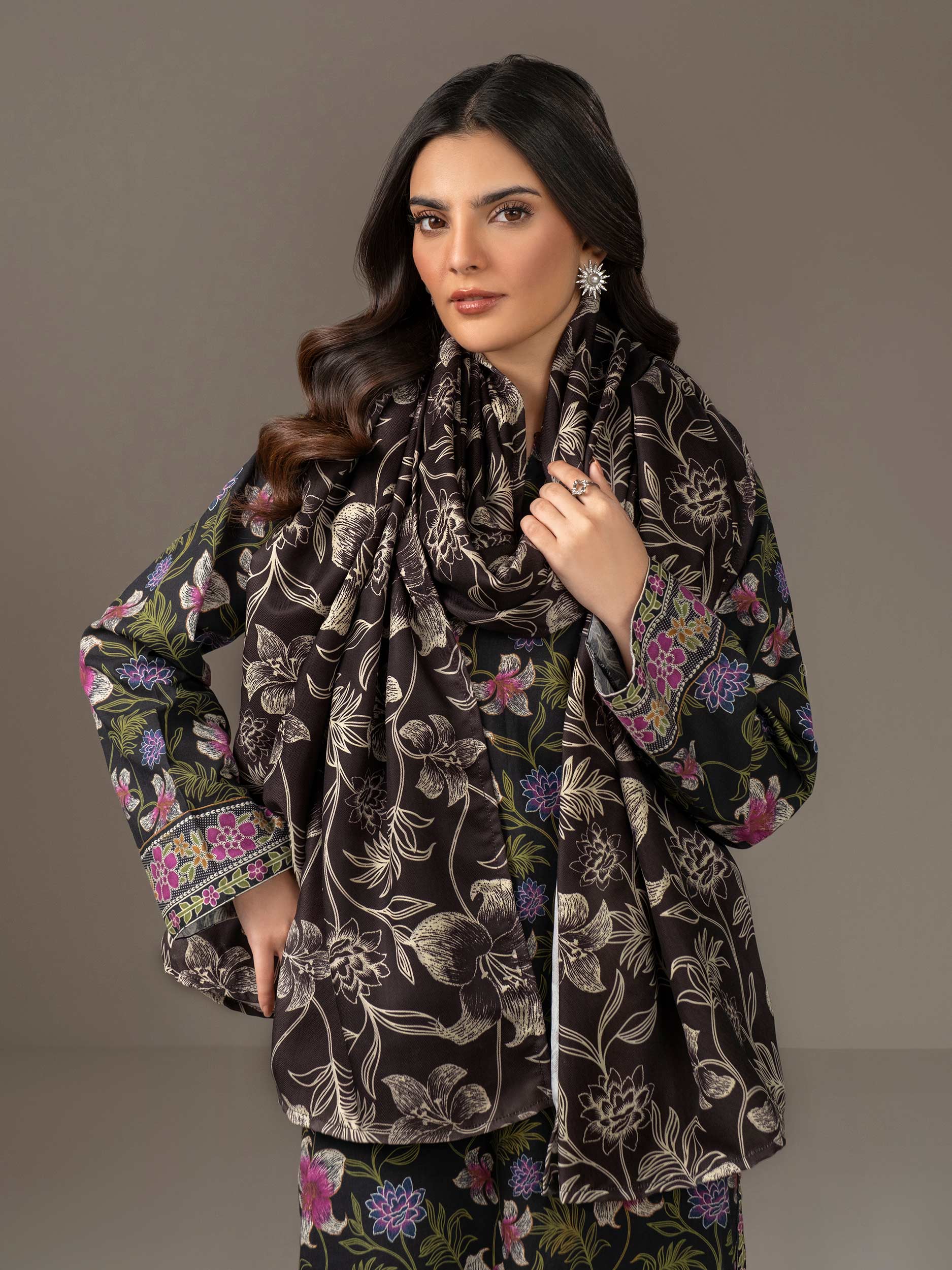 3 Piece Khaddar Suit-Printed (Unstitched) - Image 2
