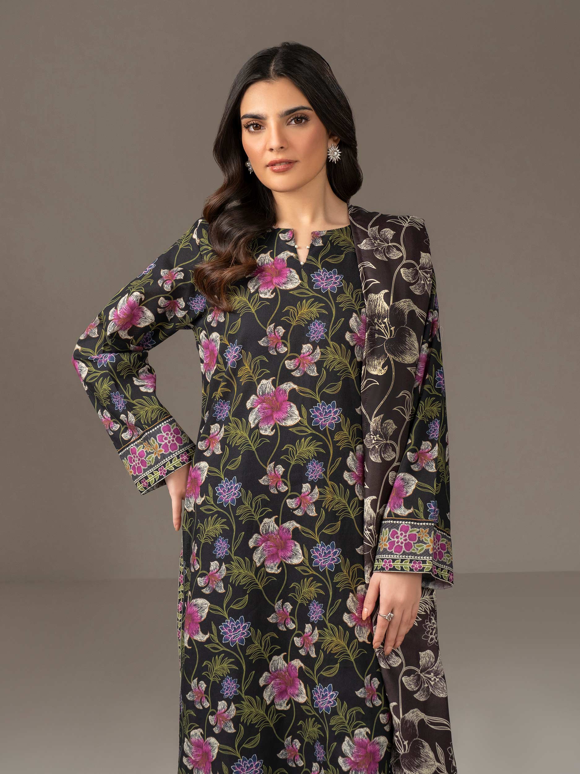 3 Piece Khaddar Suit-Printed (Unstitched) - Image 5