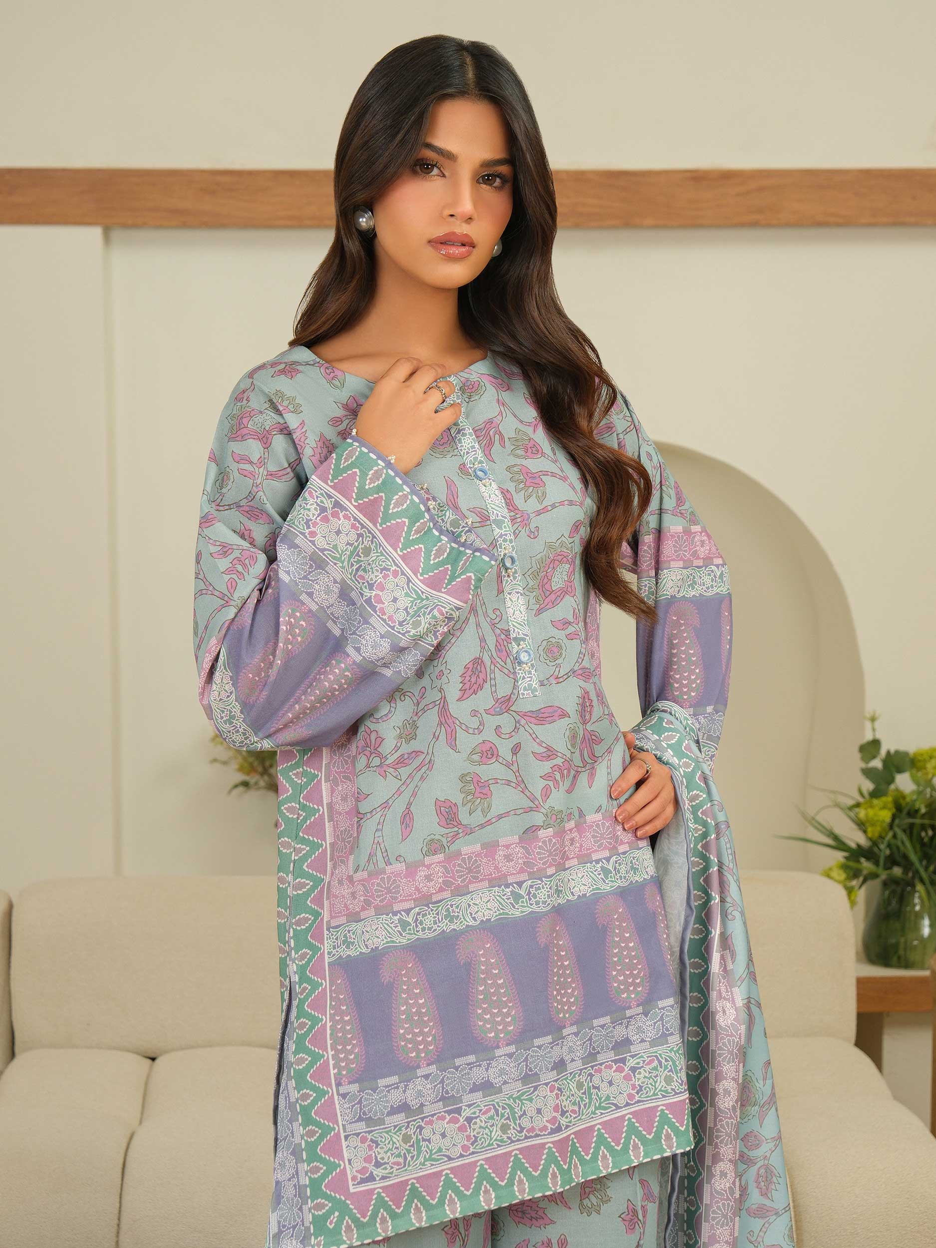 3 Piece Khaddar Suit-Printed (Unstitched) - Image 2