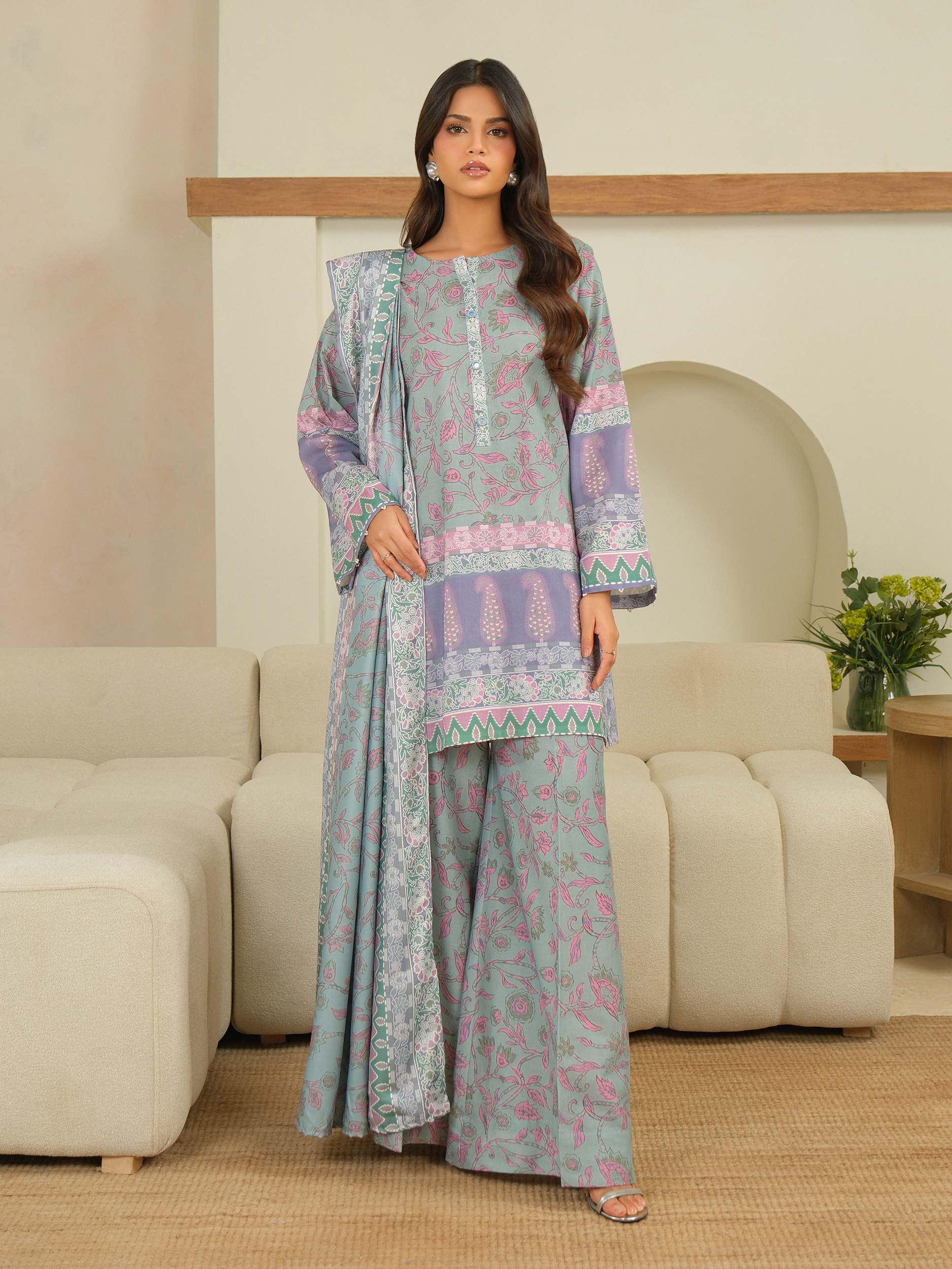3 Piece Khaddar Suit-Printed (Unstitched) - Image 6