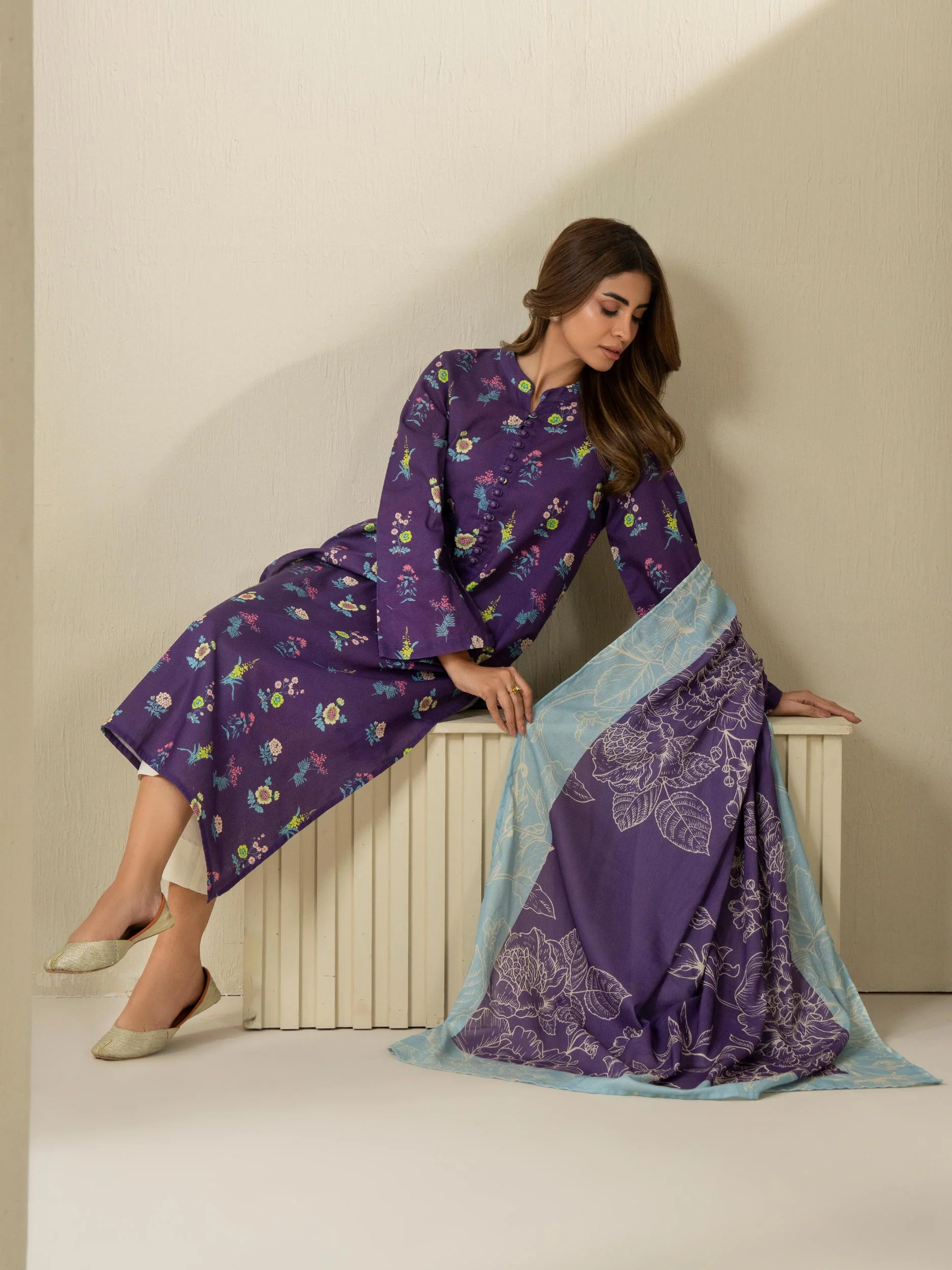 2 Piece Khaddar Suit-Printed (Unstitched) - Image 7