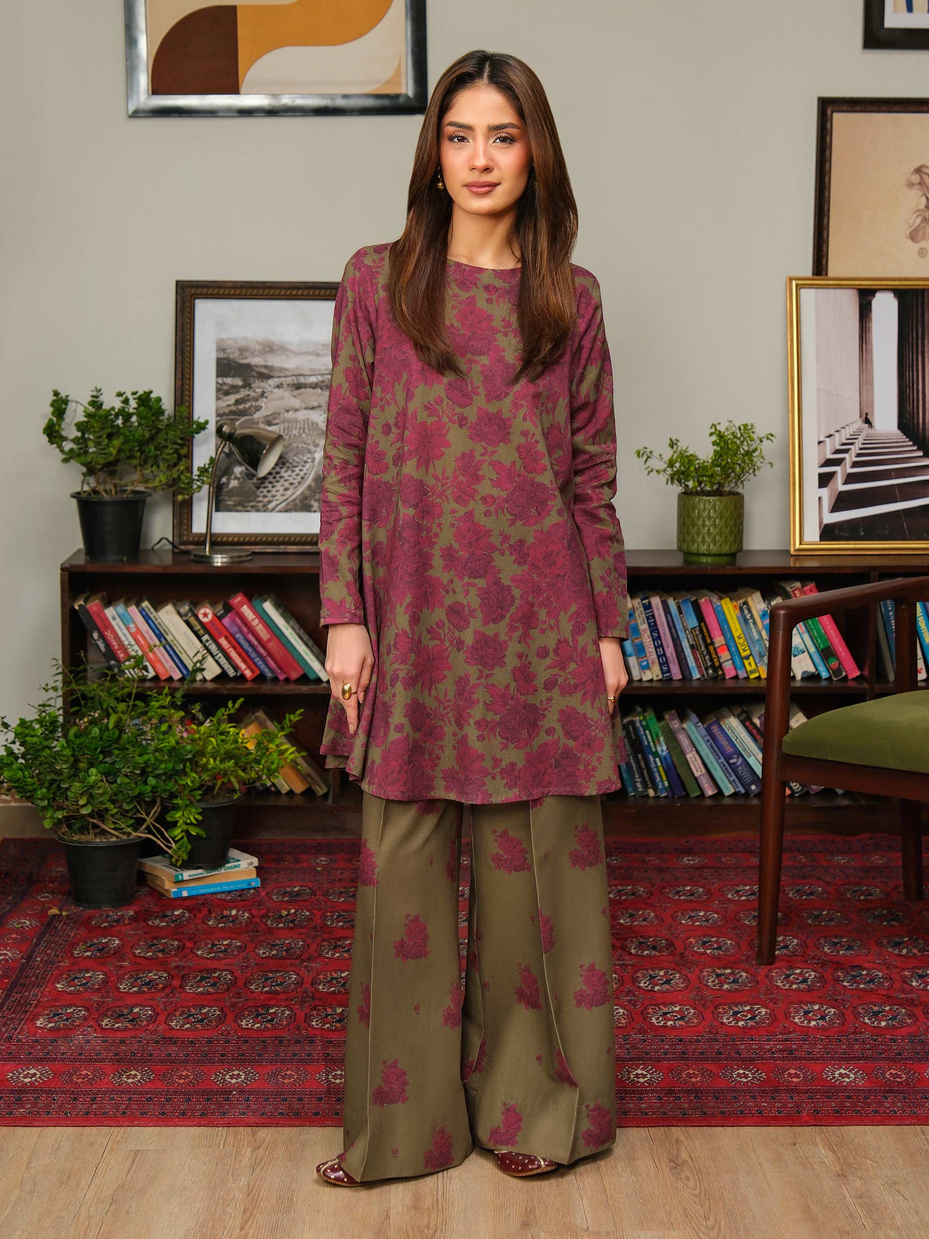 2 Piece Khaddar Suit-Printed (Unstitched) - Image 3
