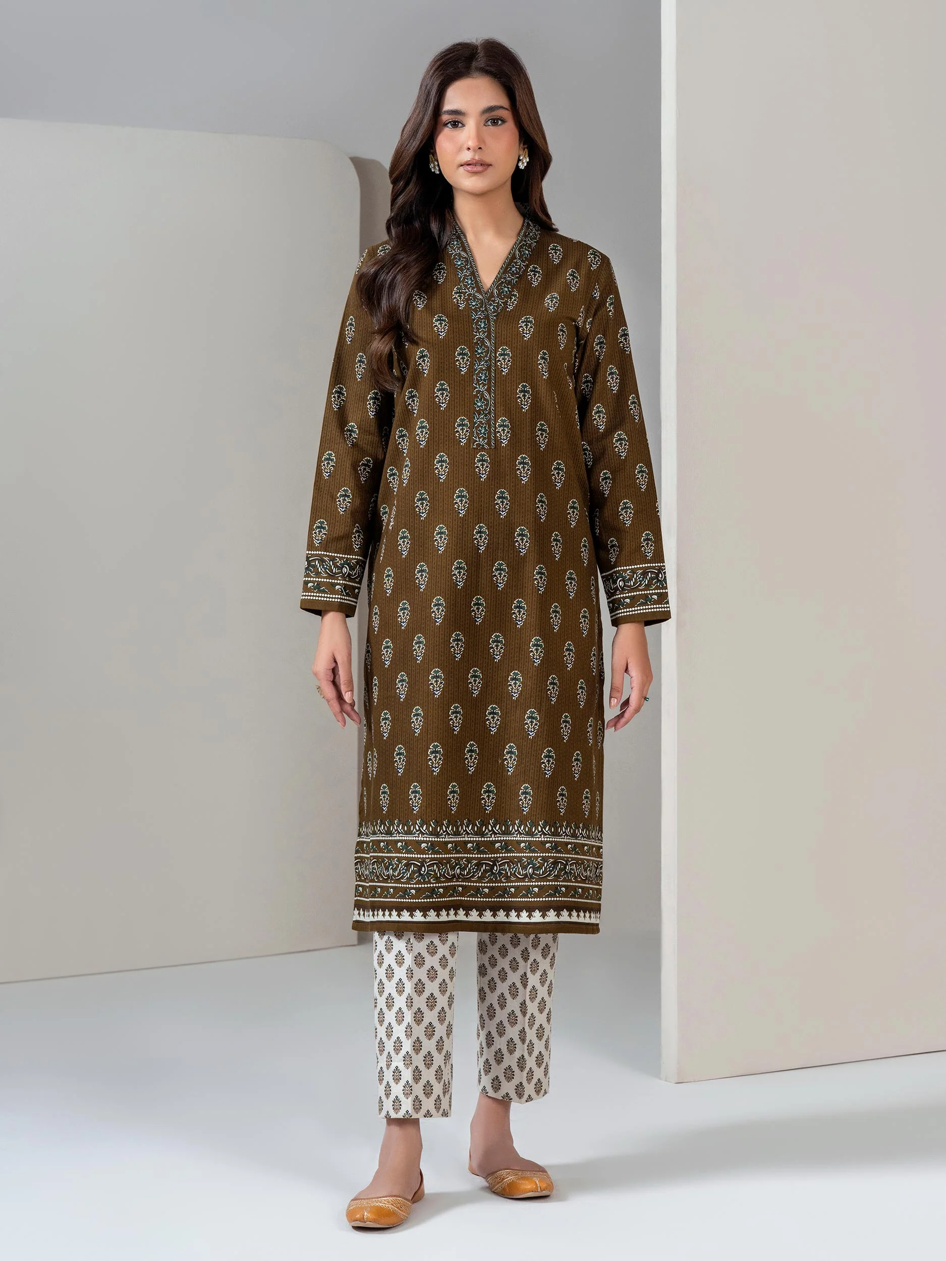 2 Piece Slub Khaddar Suit (Unstitched) - Image 2