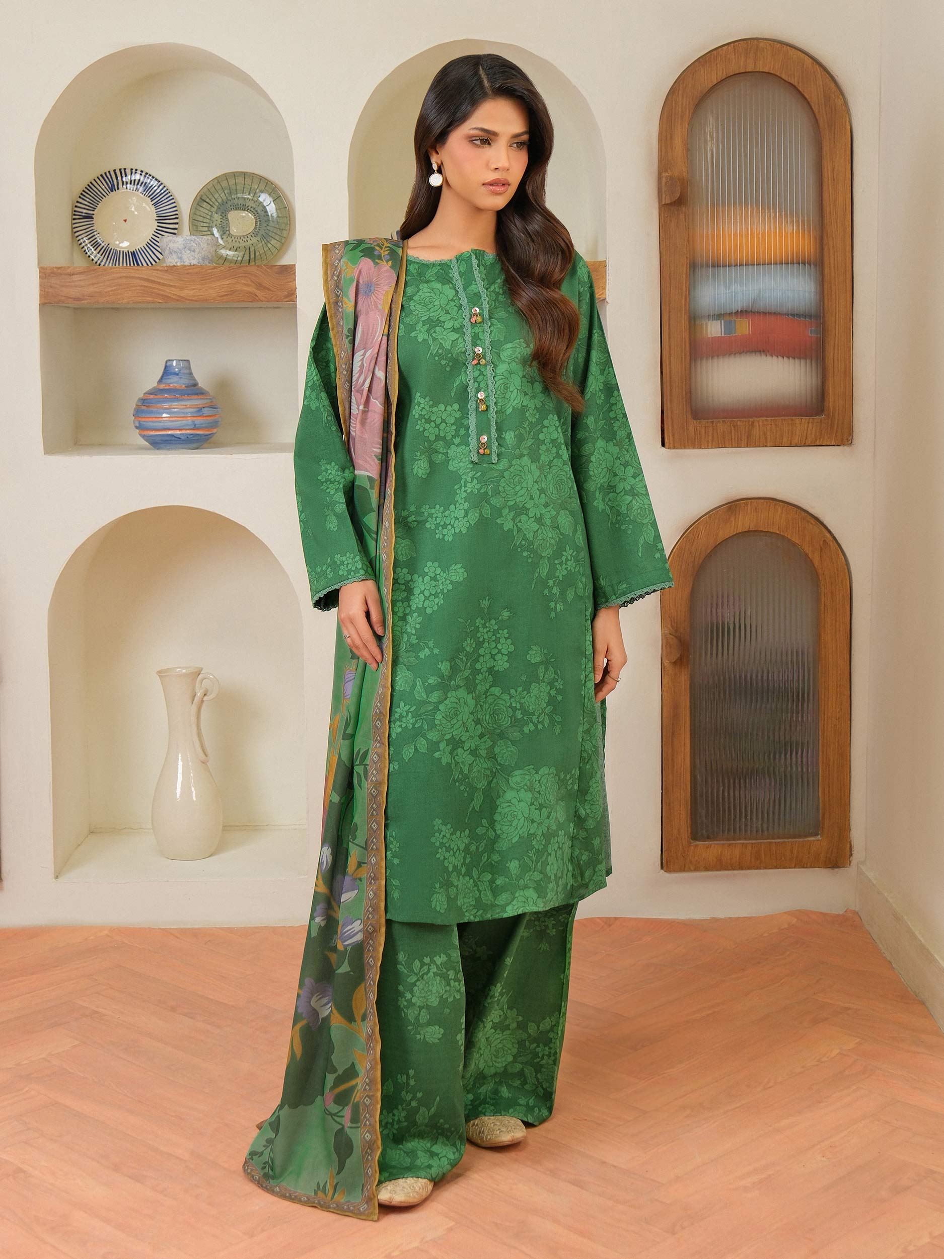 3 Piece Khaddar Suit-Printed (Unstitched) - Image 5