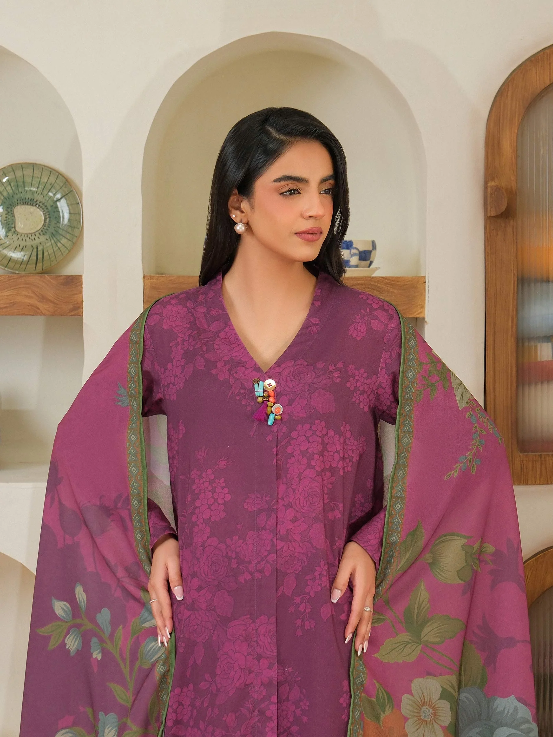 3 Piece Khaddar Suit-Printed (Unstitched) - Image 2
