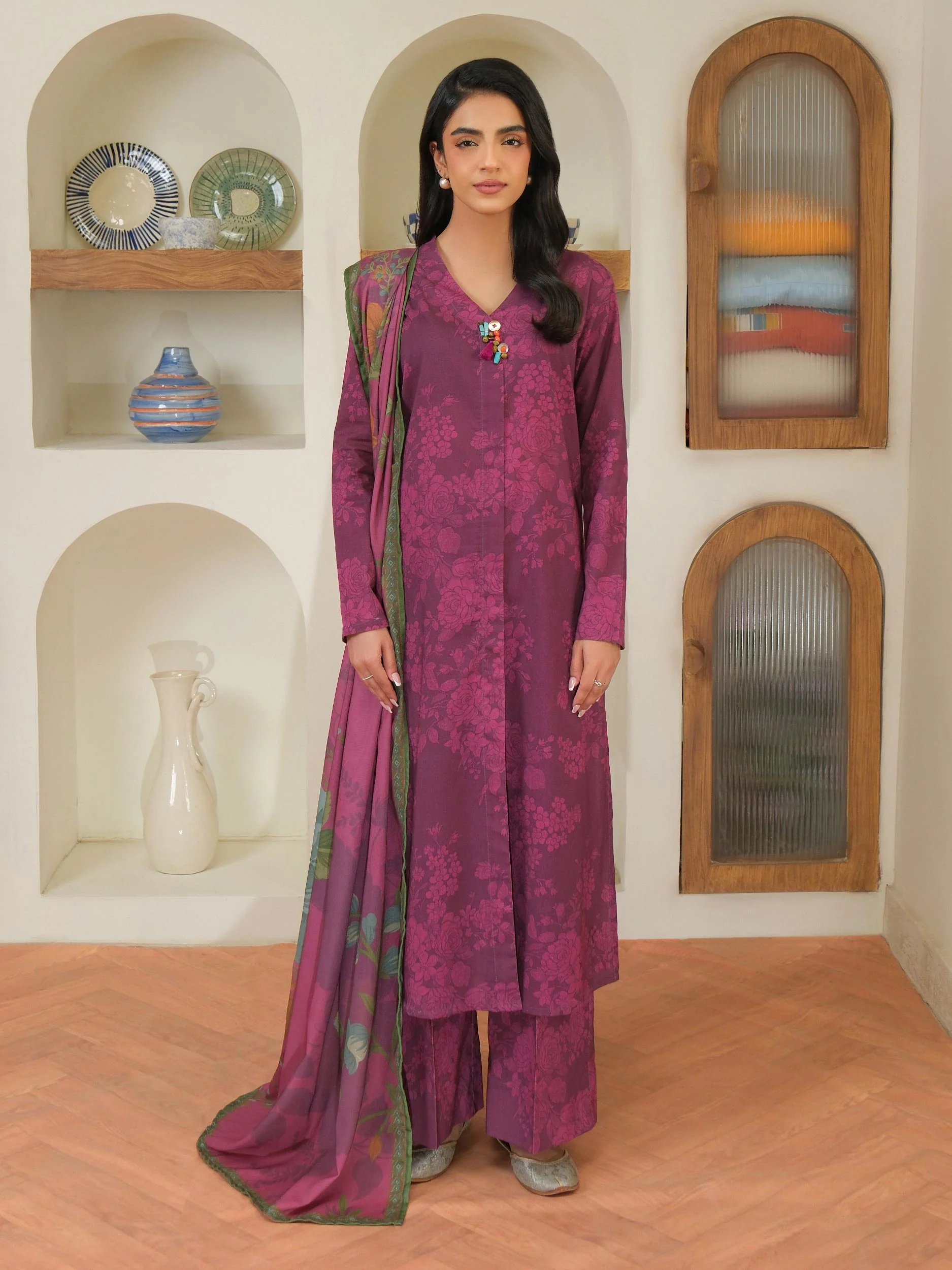 3 Piece Khaddar Suit-Printed (Unstitched) - Image 4