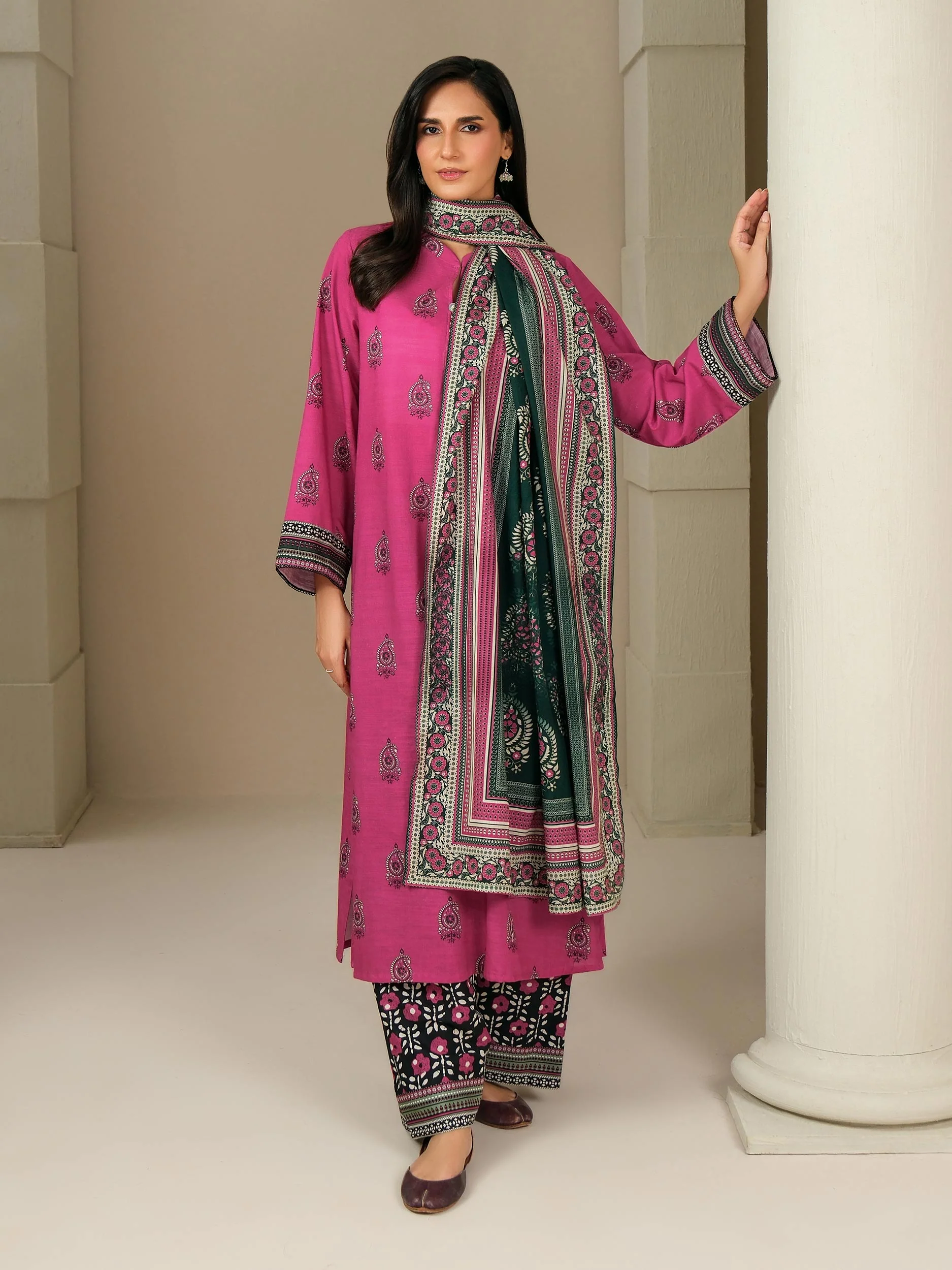 3 Piece Khaddar Suit-Printed (Unstitched) - Image 4